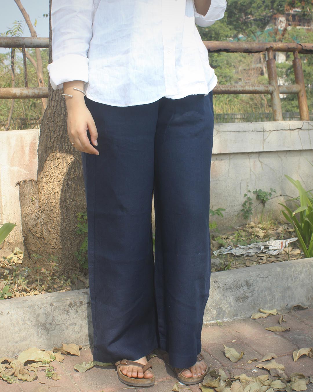 Pure Linen Pants - Navy Blue