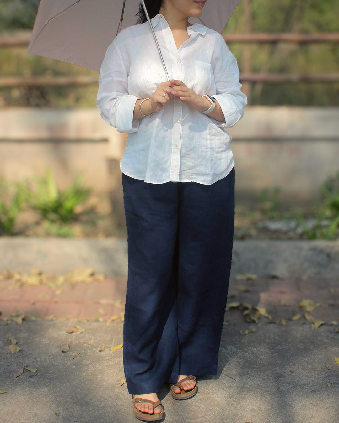 Pure Linen Pants - Navy Blue