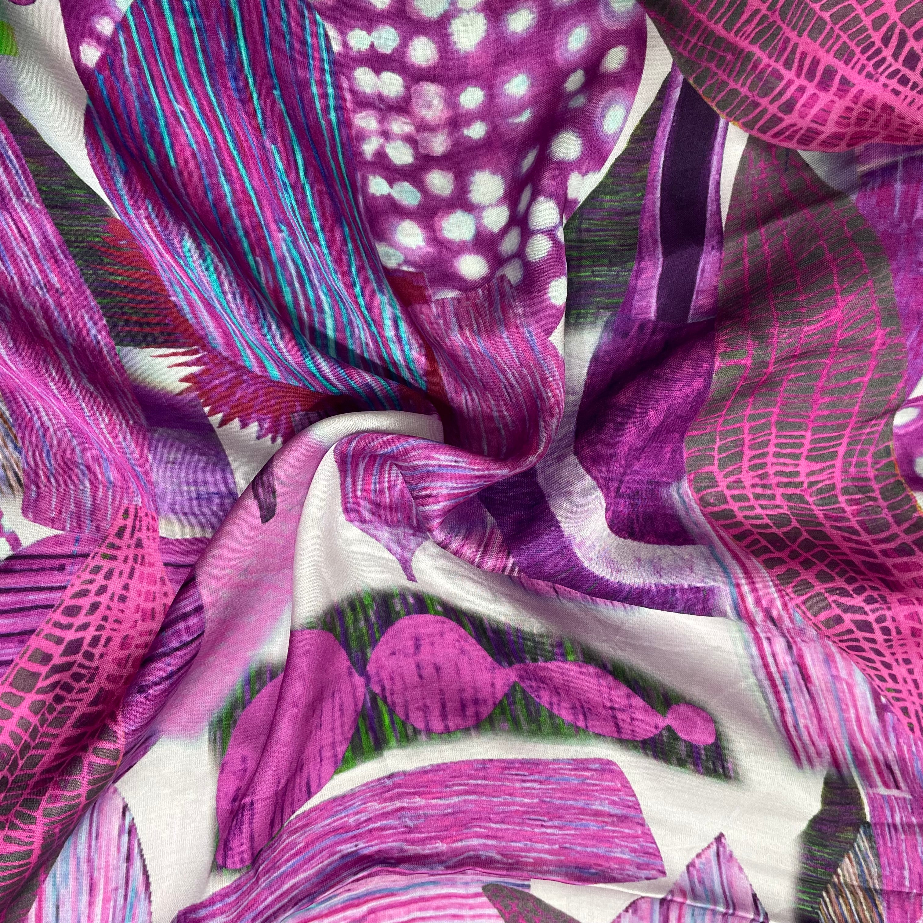 Multicolor Big print on modal satin fabric