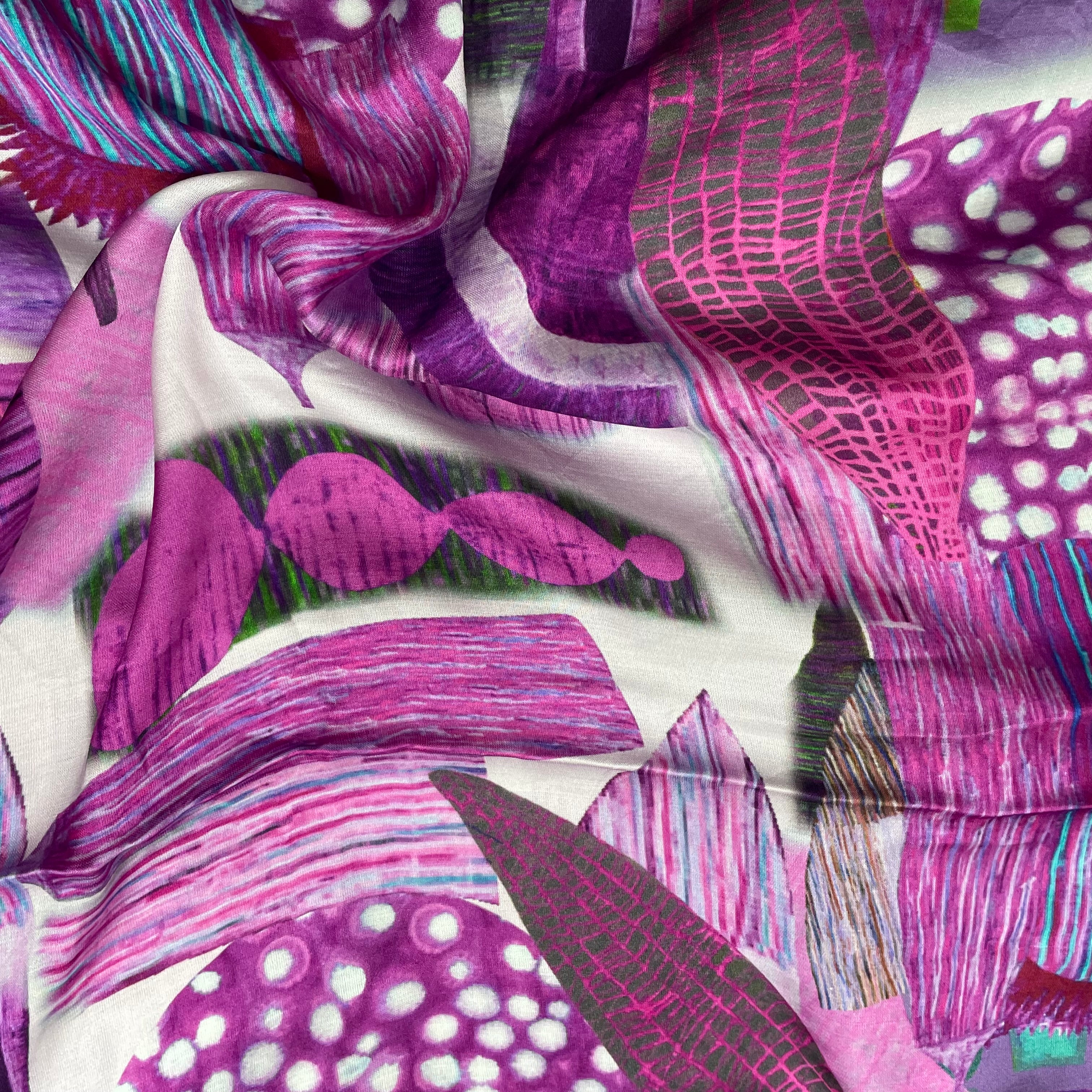 Multicolor Big print on modal satin fabric