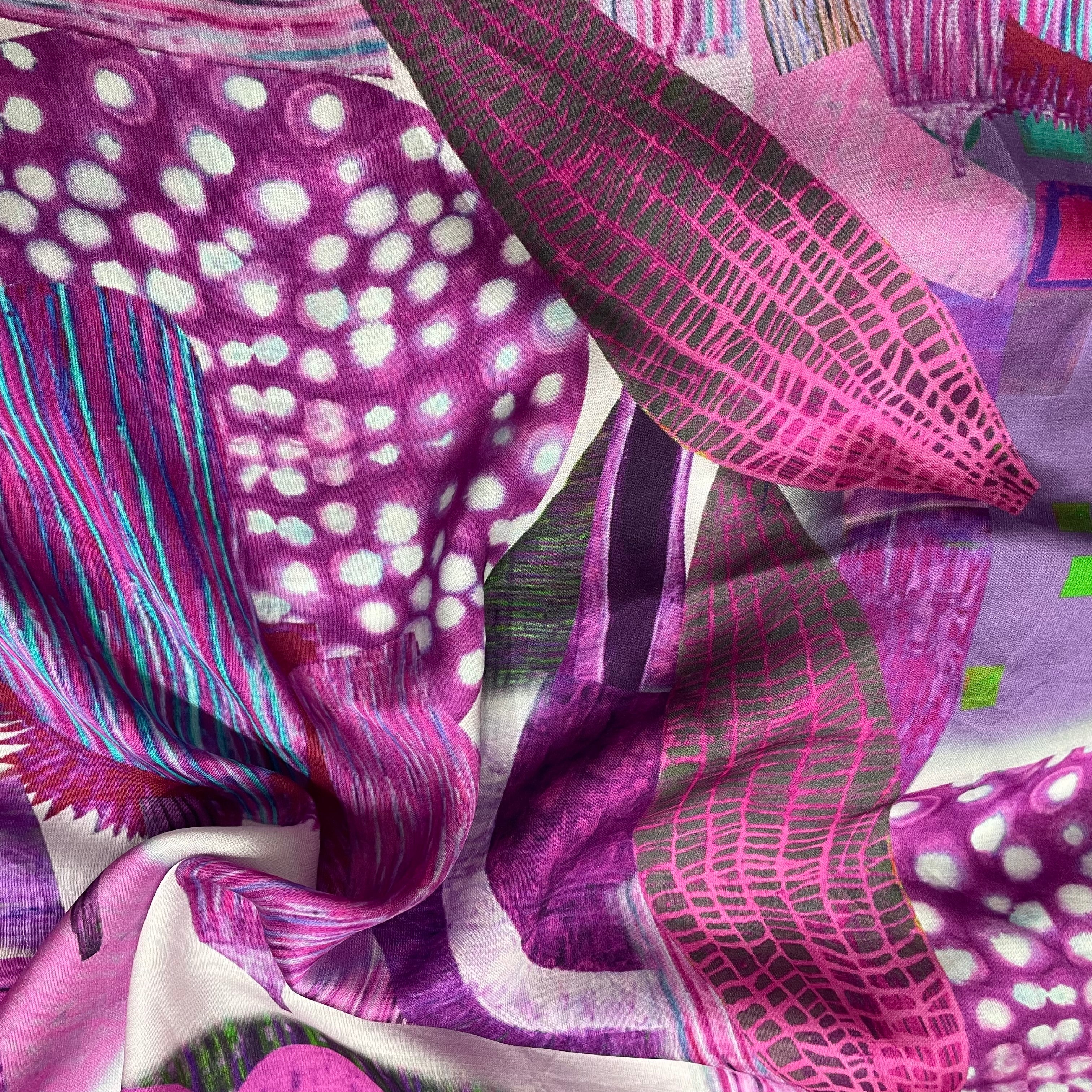 Multicolor Big print on modal satin fabric