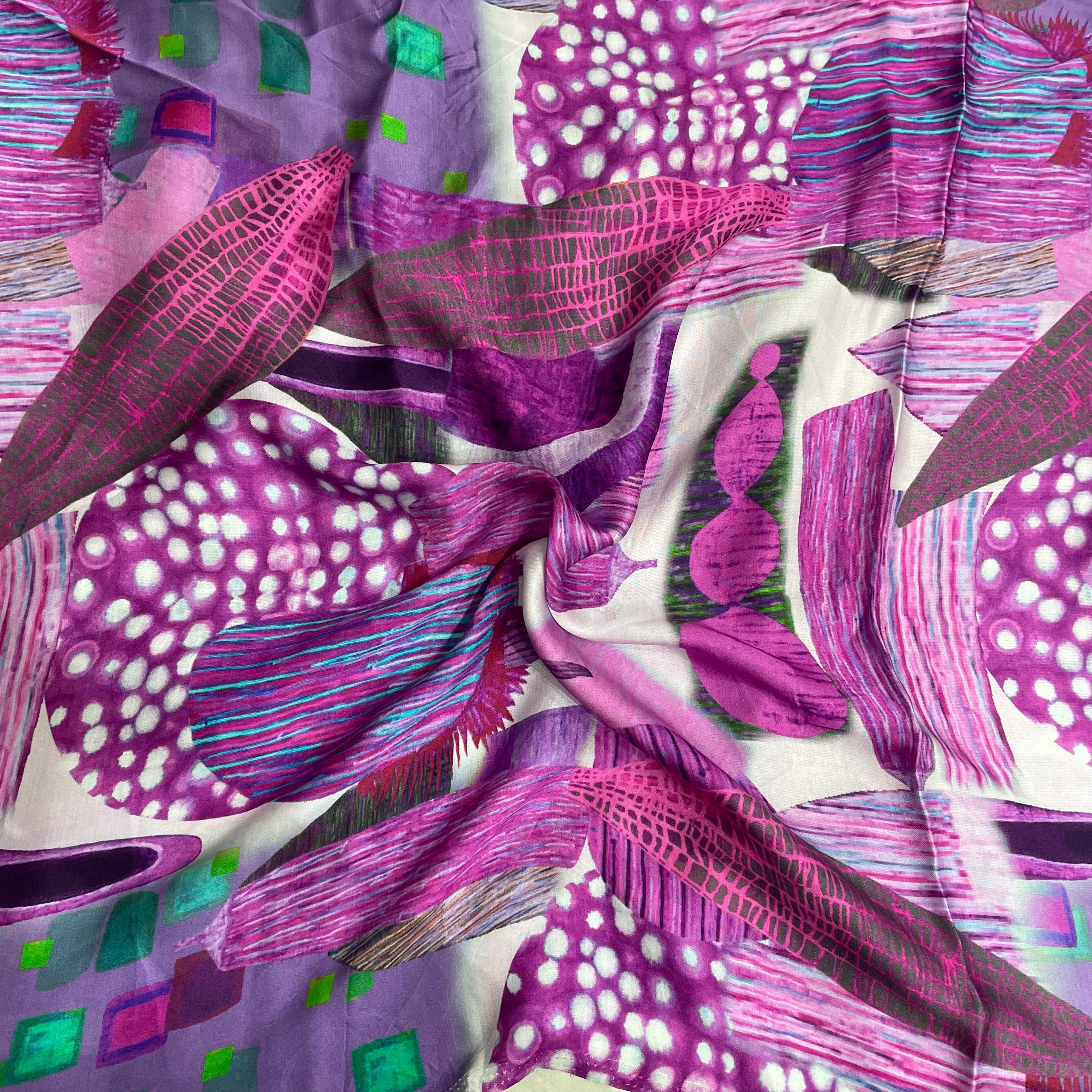 Multicolor Big print on modal satin fabric