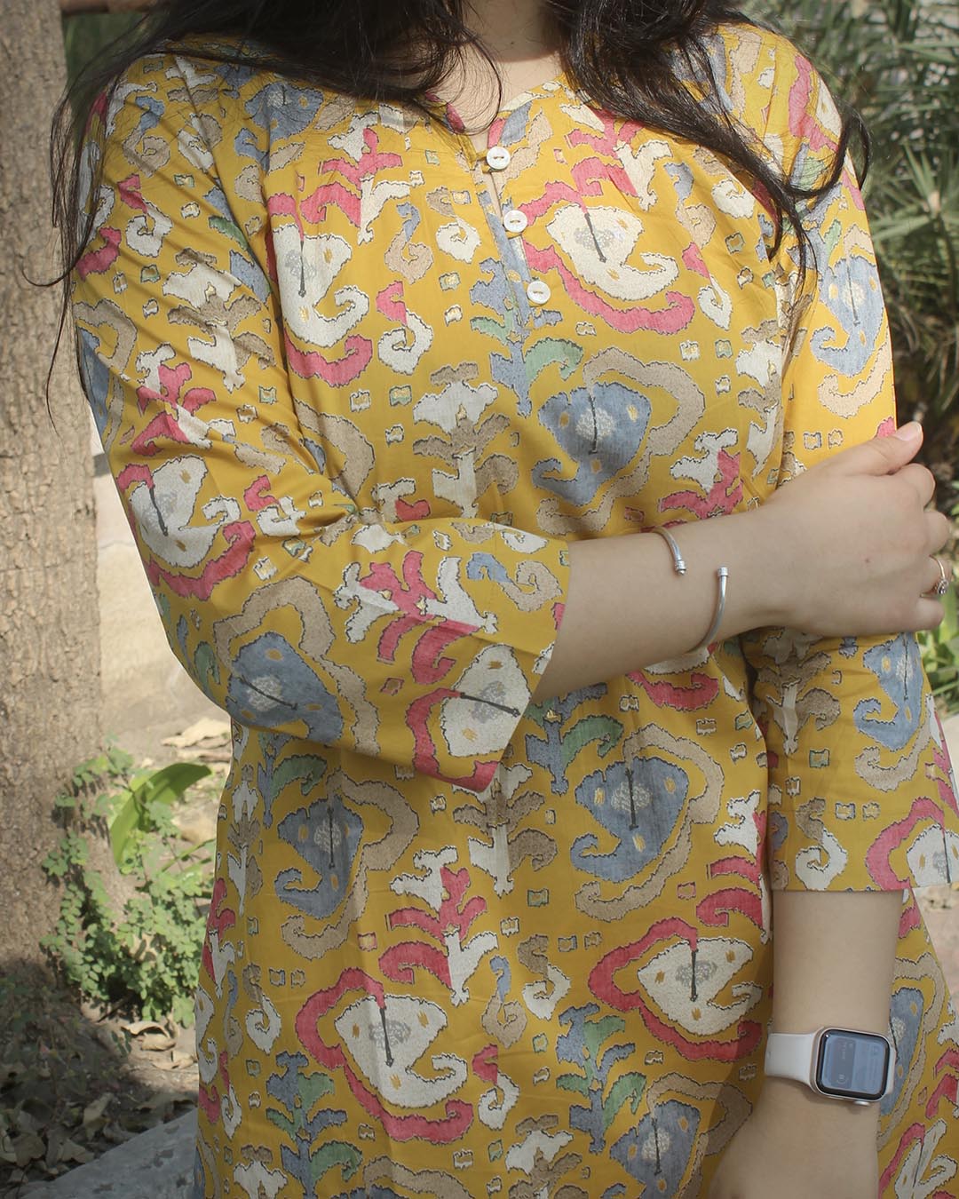 Printed Yellow Pure cotton kurta