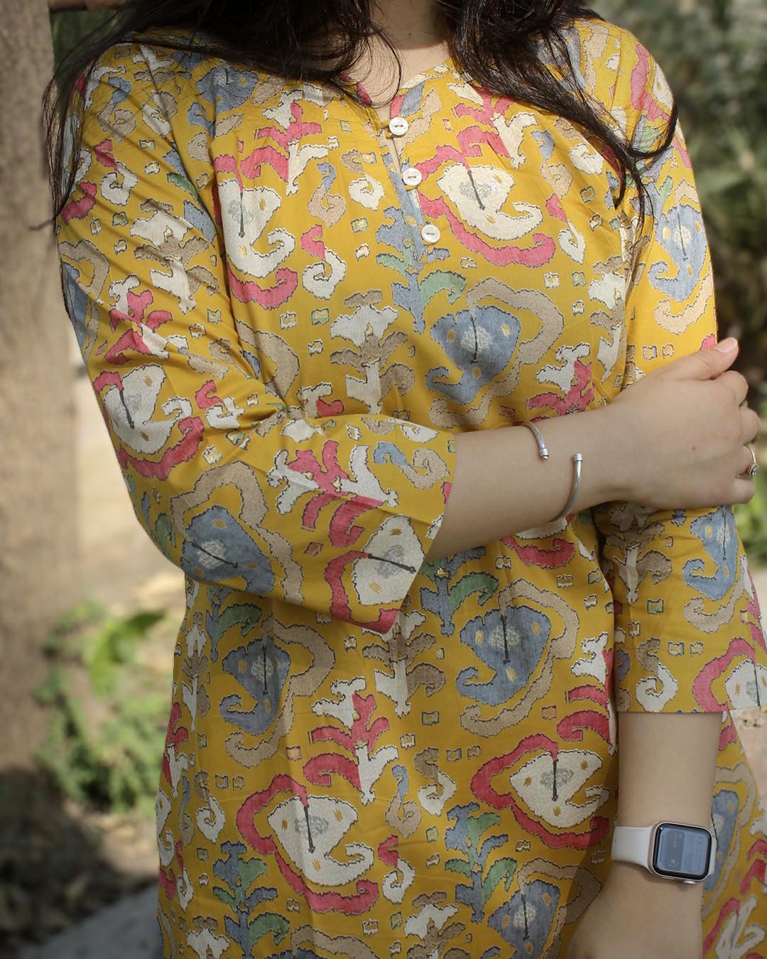 Printed Yellow Pure cotton kurta