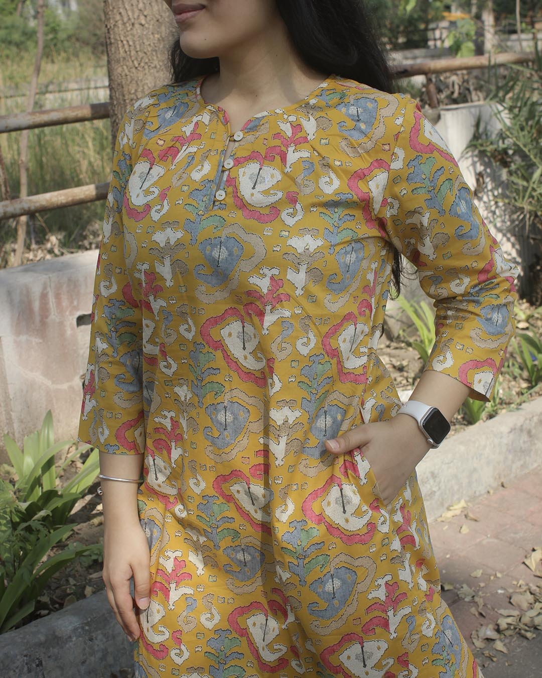 Printed Yellow Pure cotton kurta