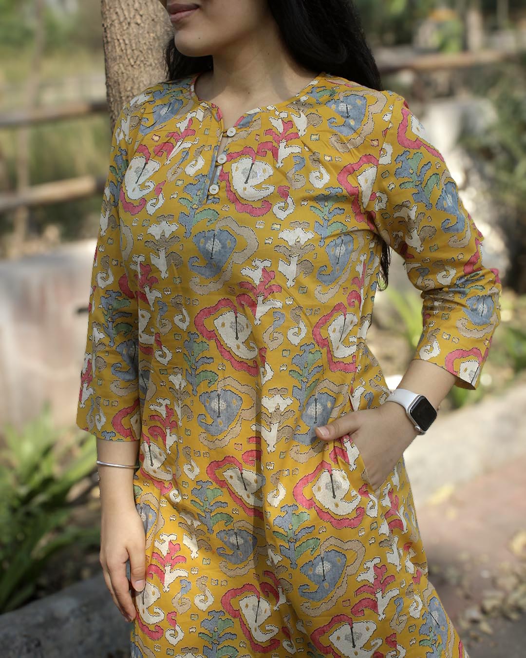 Printed Yellow Pure cotton kurta