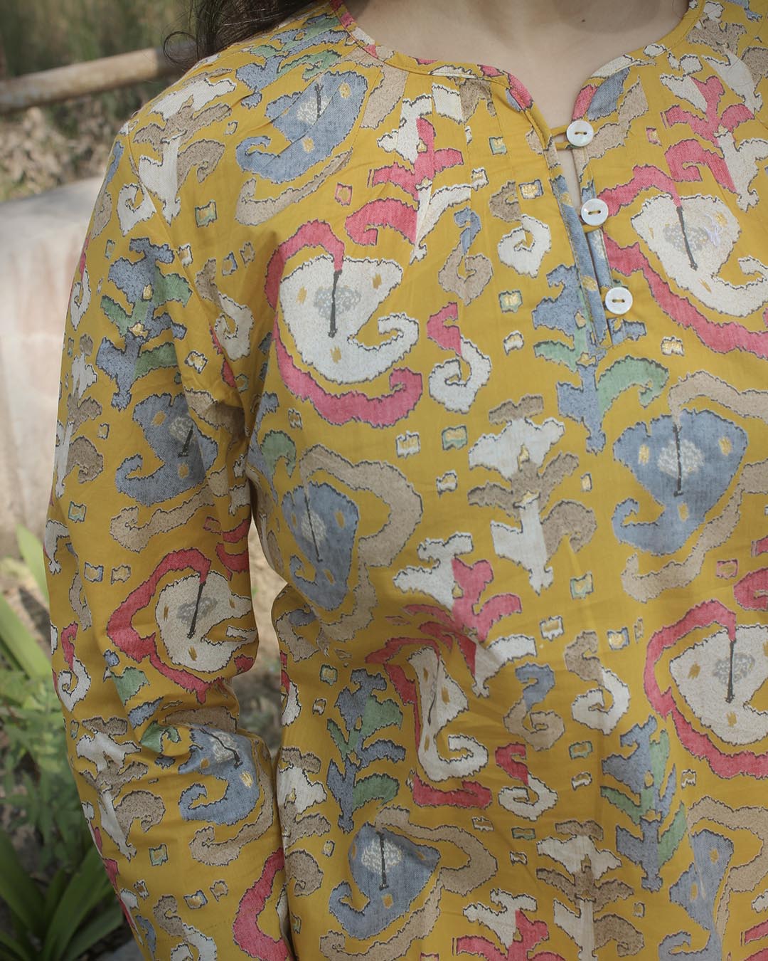 Printed Yellow Pure cotton kurta