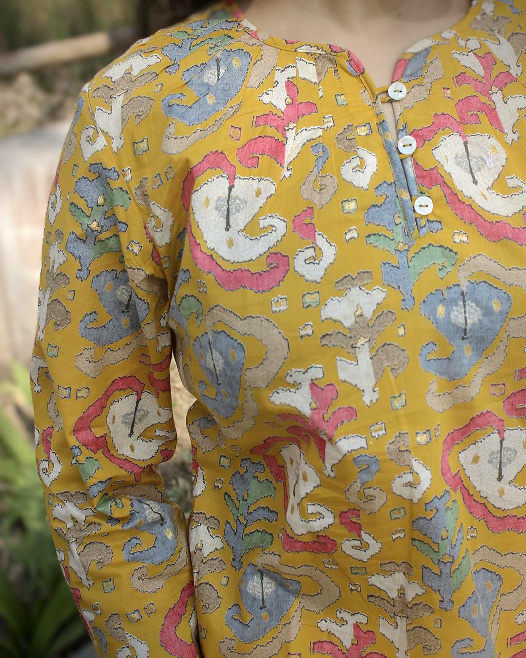 Printed Yellow Pure cotton kurta