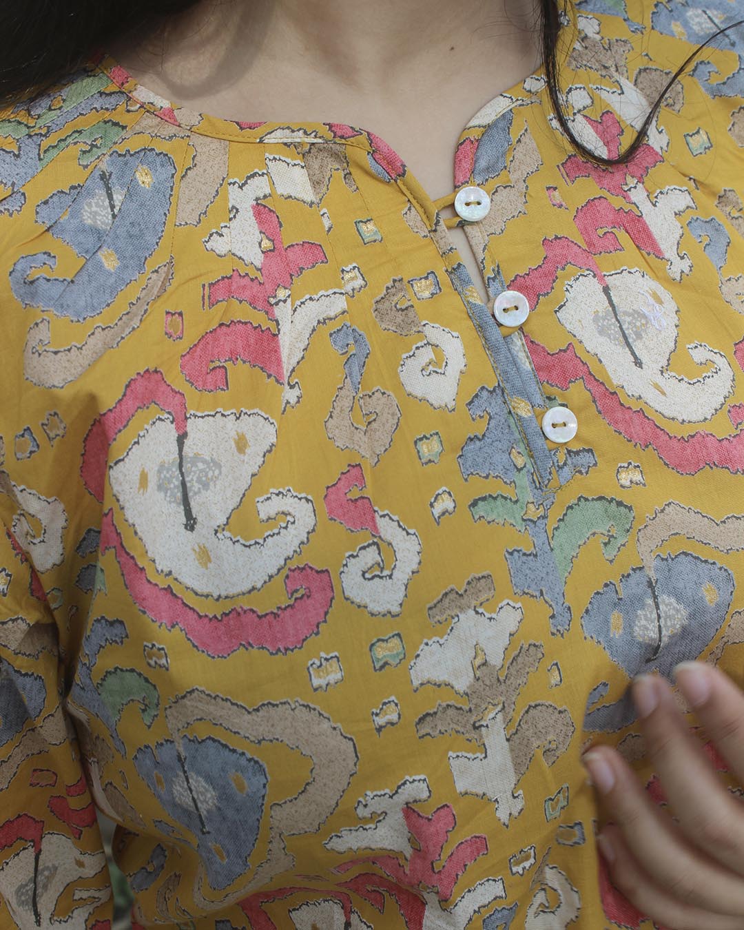 Printed Yellow Pure cotton kurta