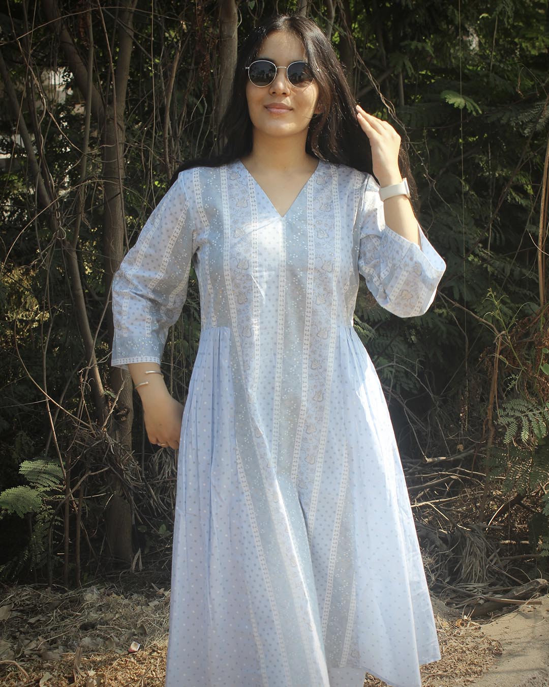 Ruhi Pure Cotton Kurta Set - Light blue - Set of 2