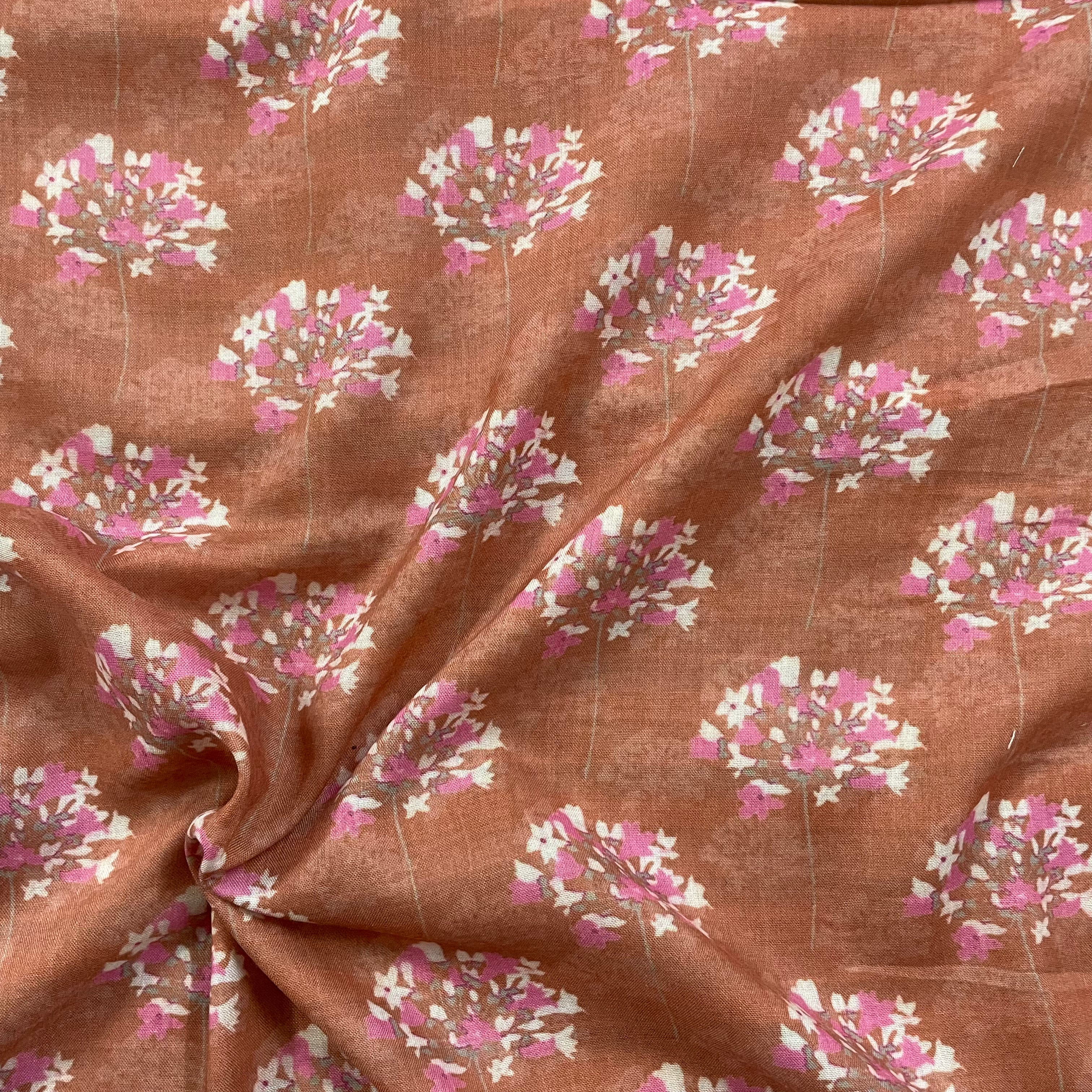 Floral subtle print on mul cotton fabric per meter