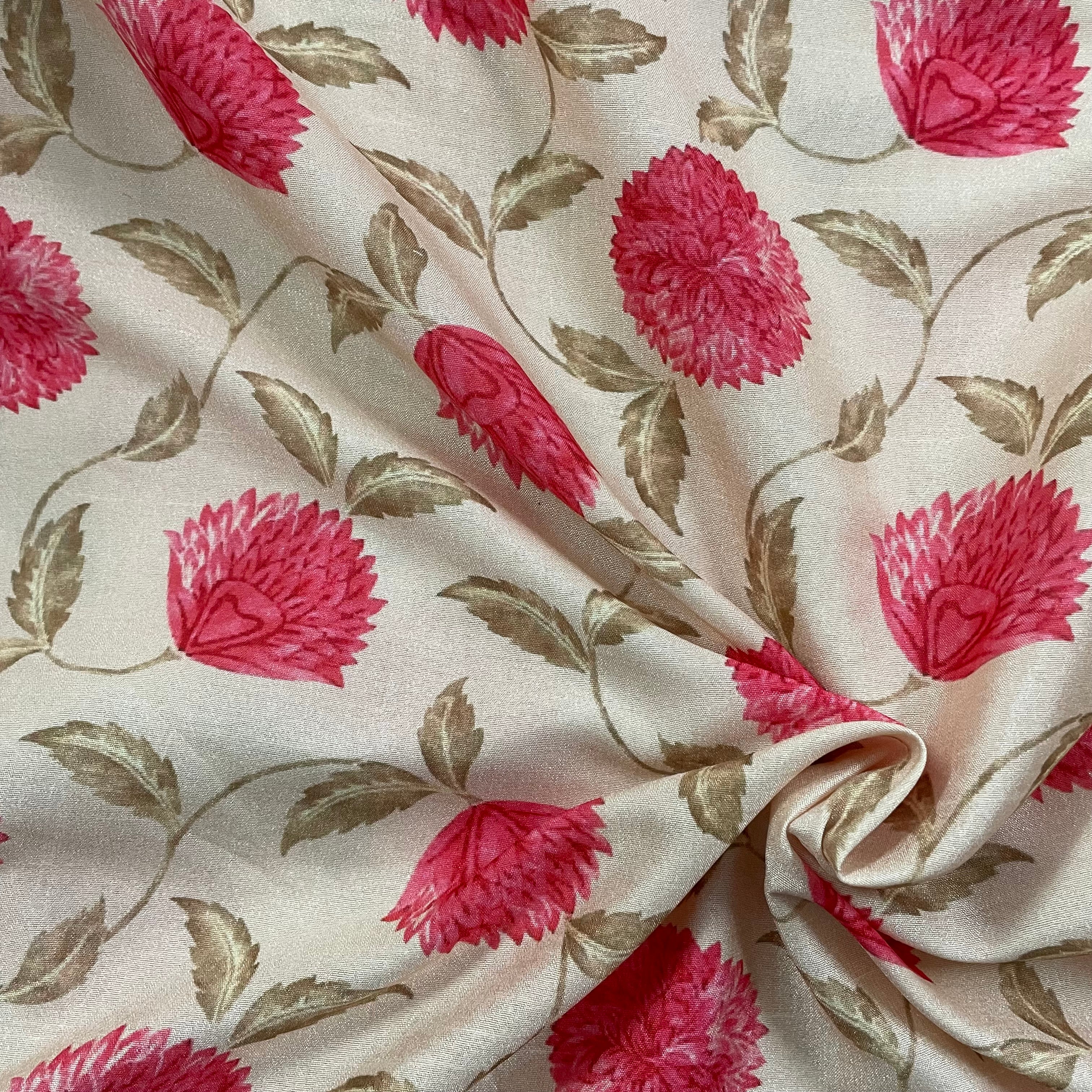 Onion print on silk fabric per meter