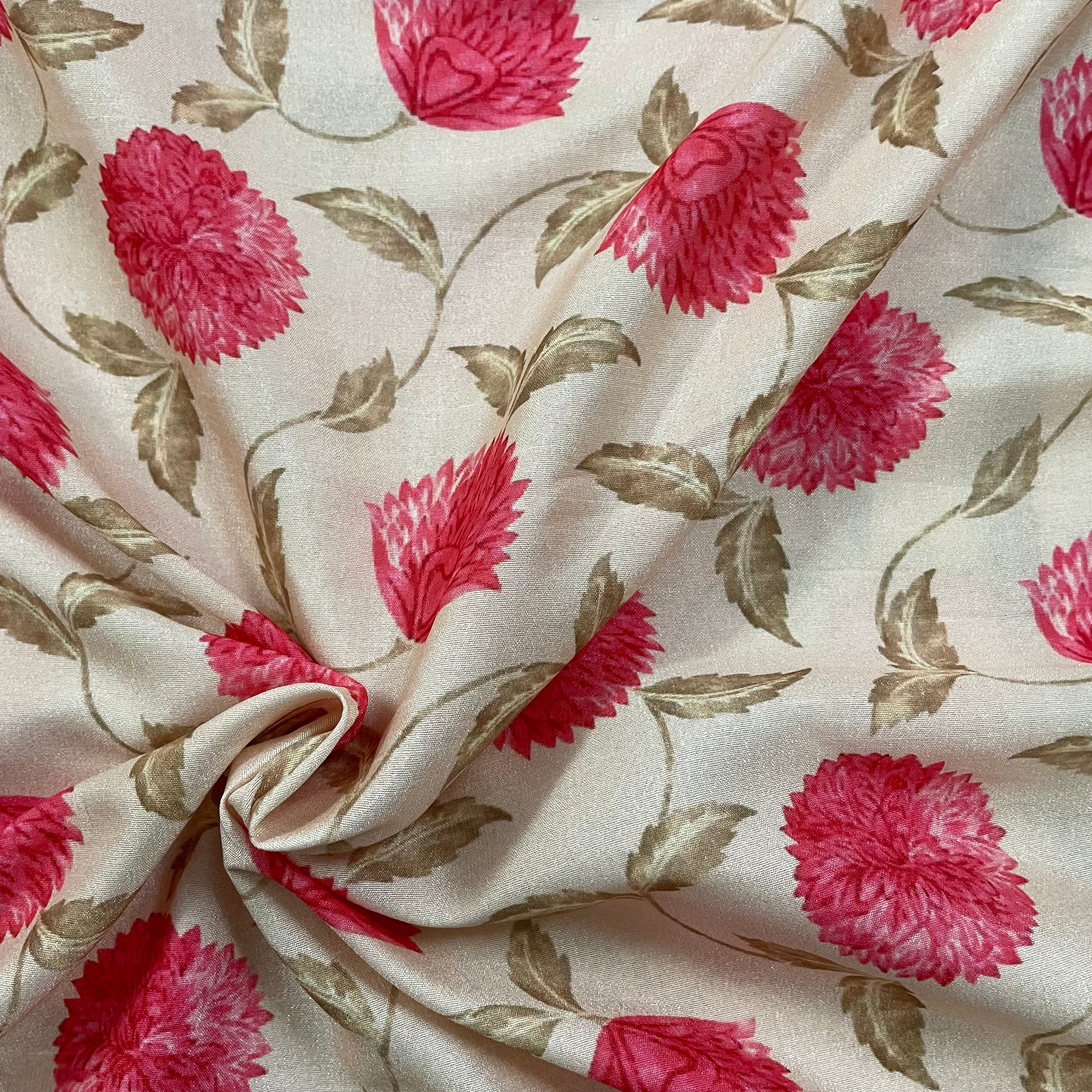 Onion print on silk fabric per meter