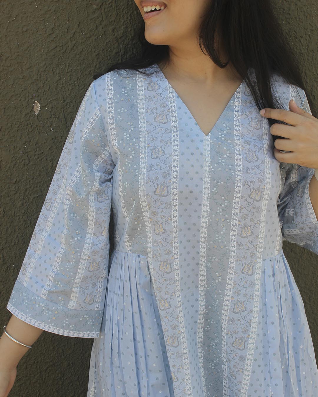 Ruhi Pure Cotton Kurta Set - Light blue - Set of 2