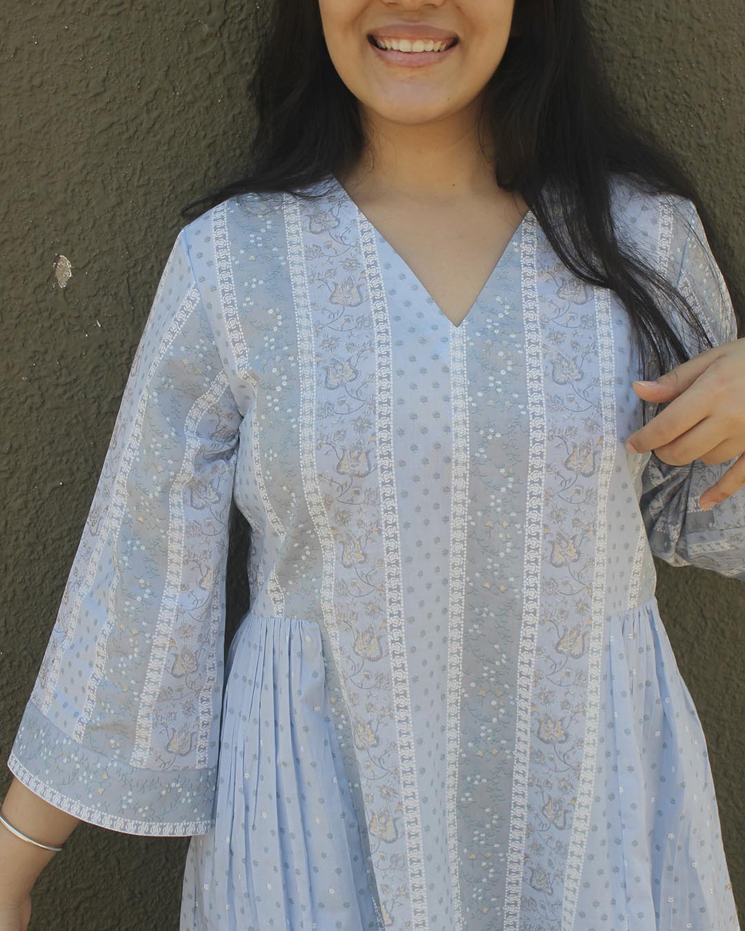 Ruhi Pure Cotton Kurta Set - Light blue - Set of 2