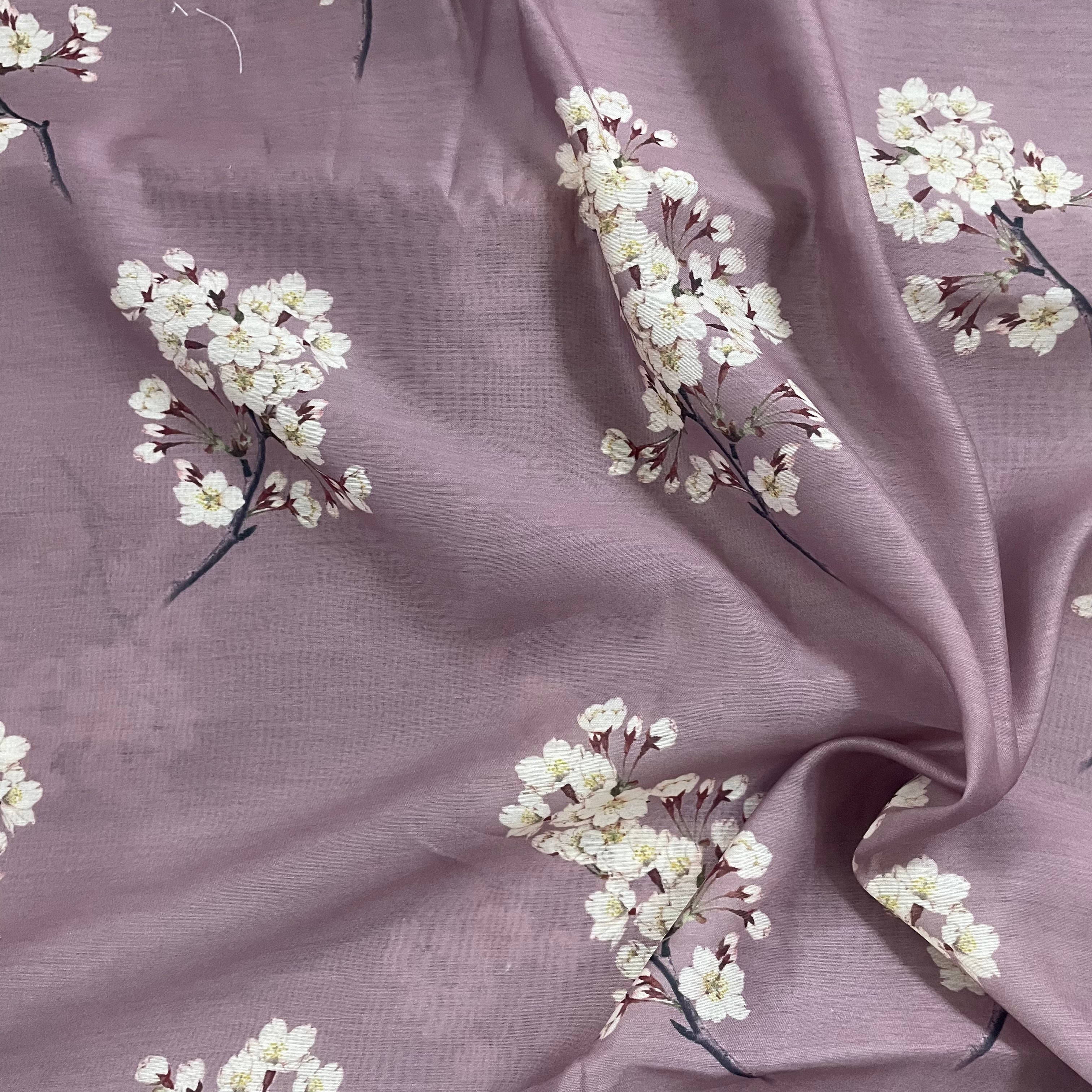 Floral subtle print on chanderi fabric per meter