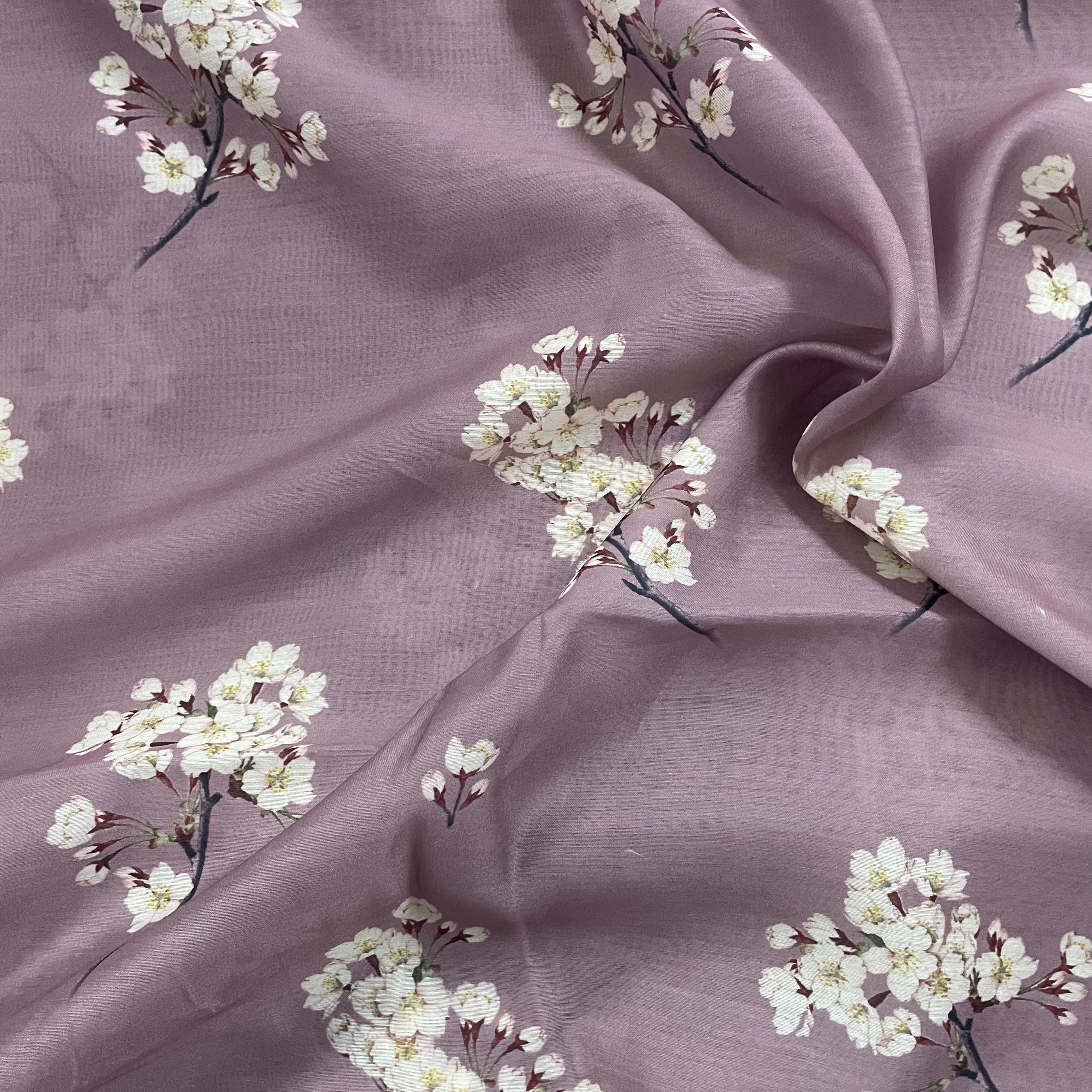 Floral subtle print on chanderi fabric per meter