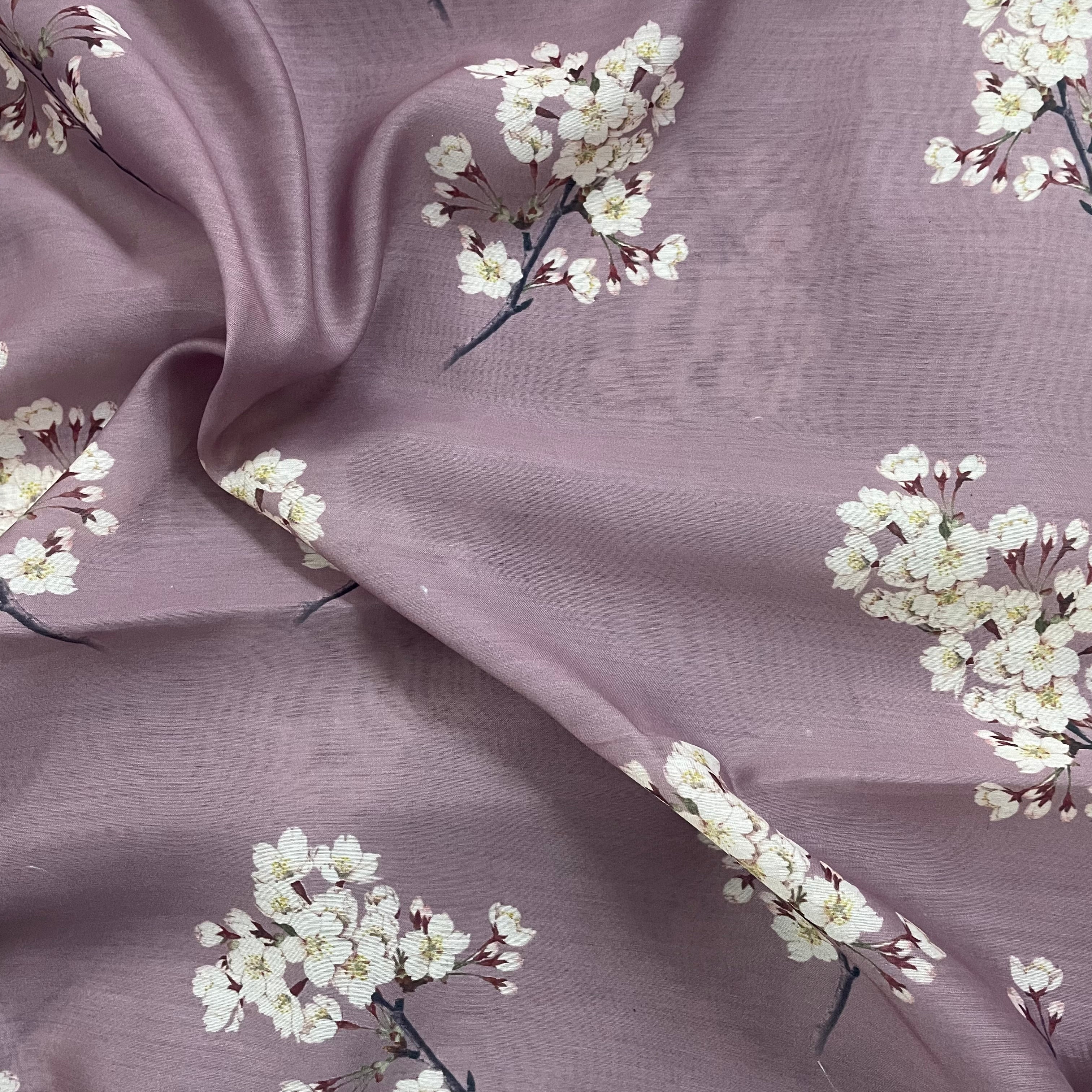 Floral subtle print on chanderi fabric per meter