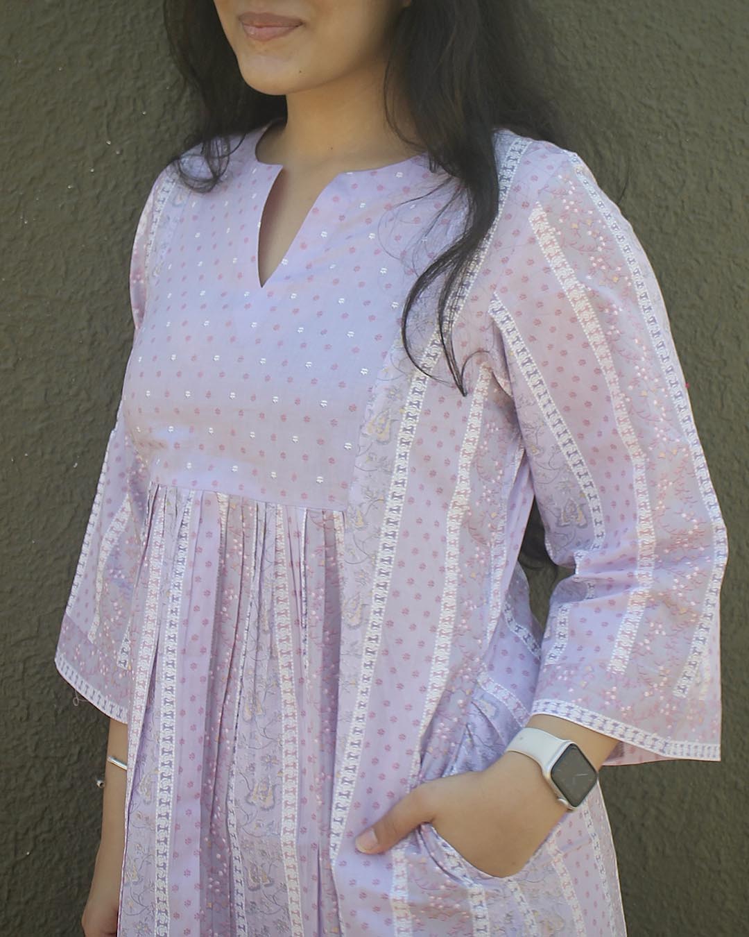 Ruhi Pure Cotton Kurta Set - Light Lavender- Set of 2