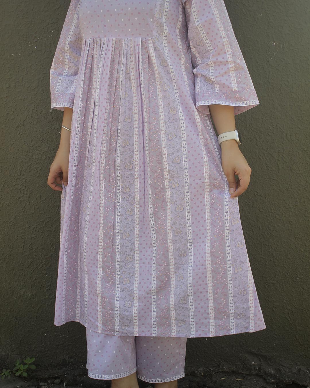 Ruhi Pure Cotton Kurta Set - Light Lavender- Set of 2