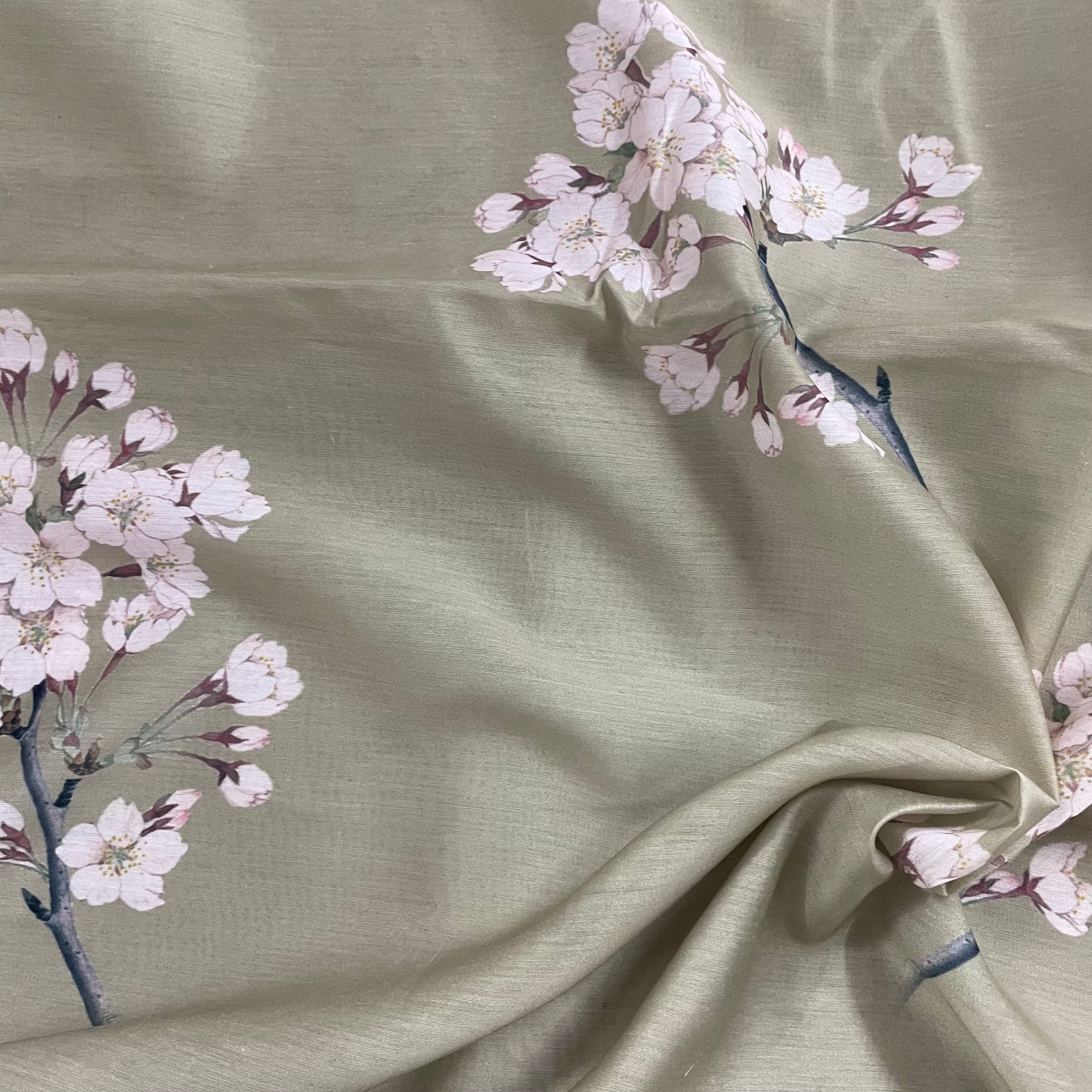 Floral subtle print on chanderi fabric per meter