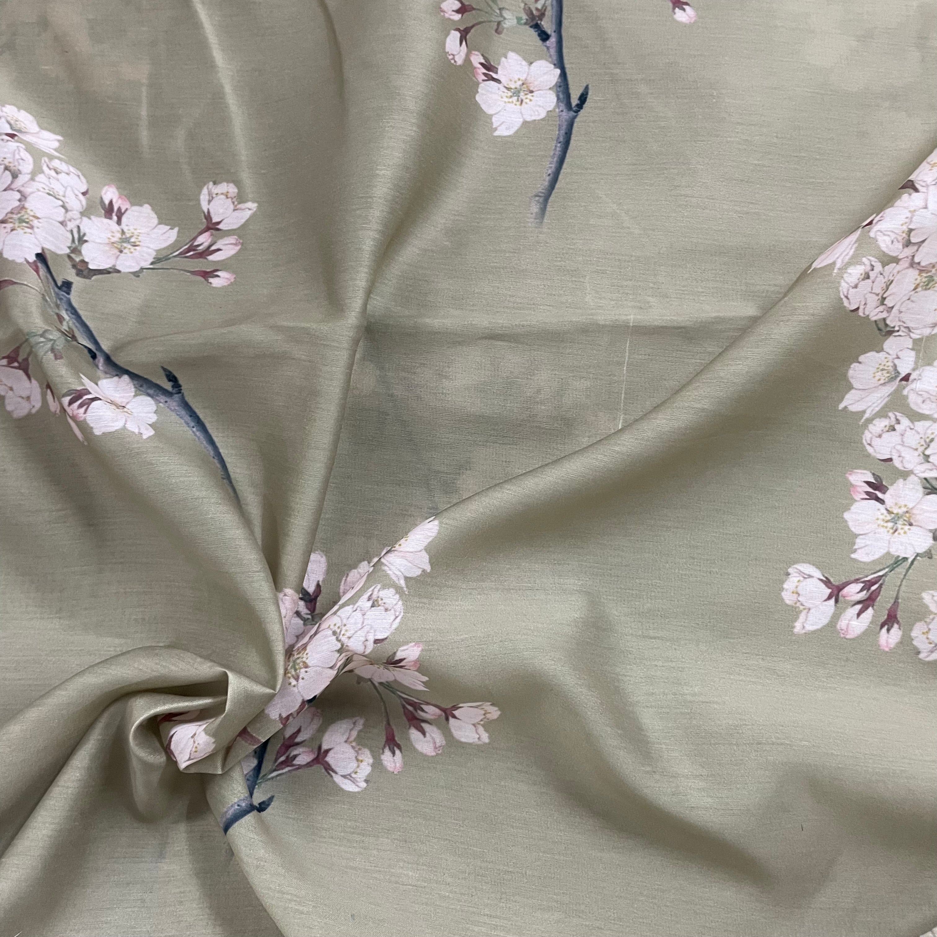 Floral subtle print on chanderi fabric per meter