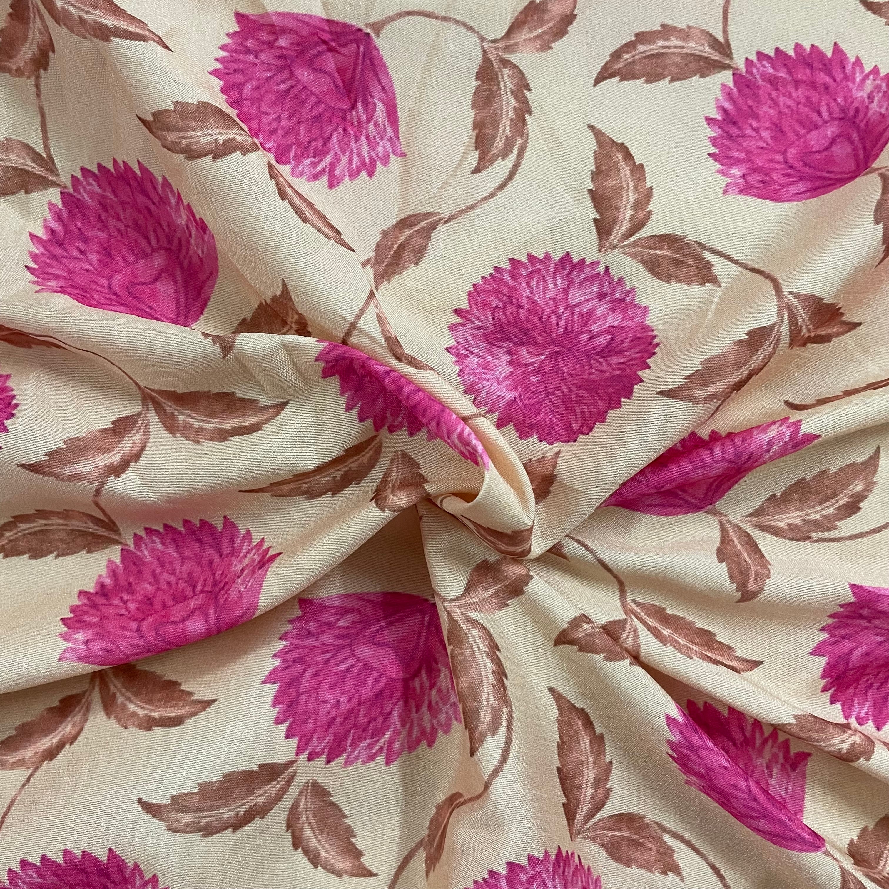 Onion print on silk fabric per meter