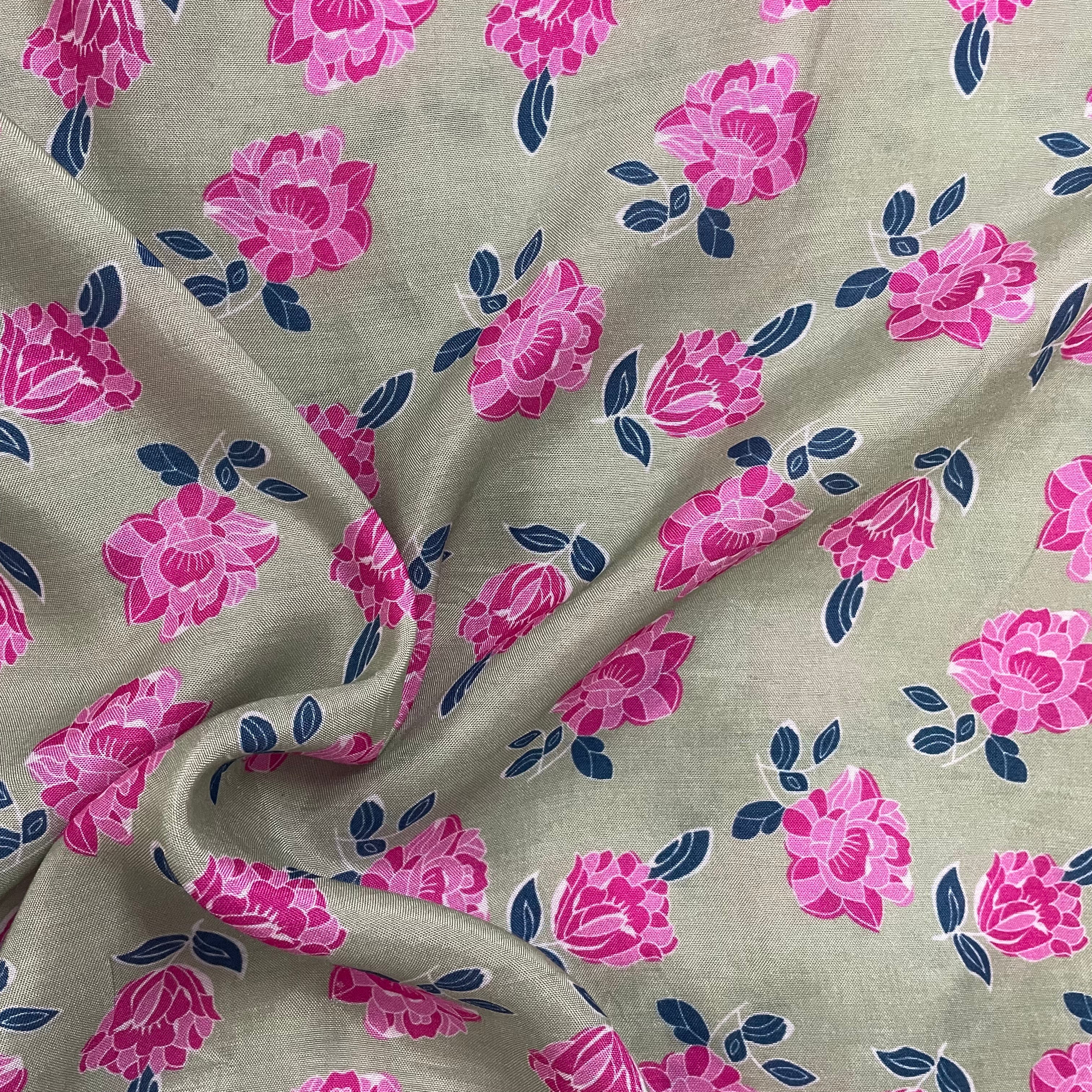 Best seller floral print on pure muslin fabric per meter
