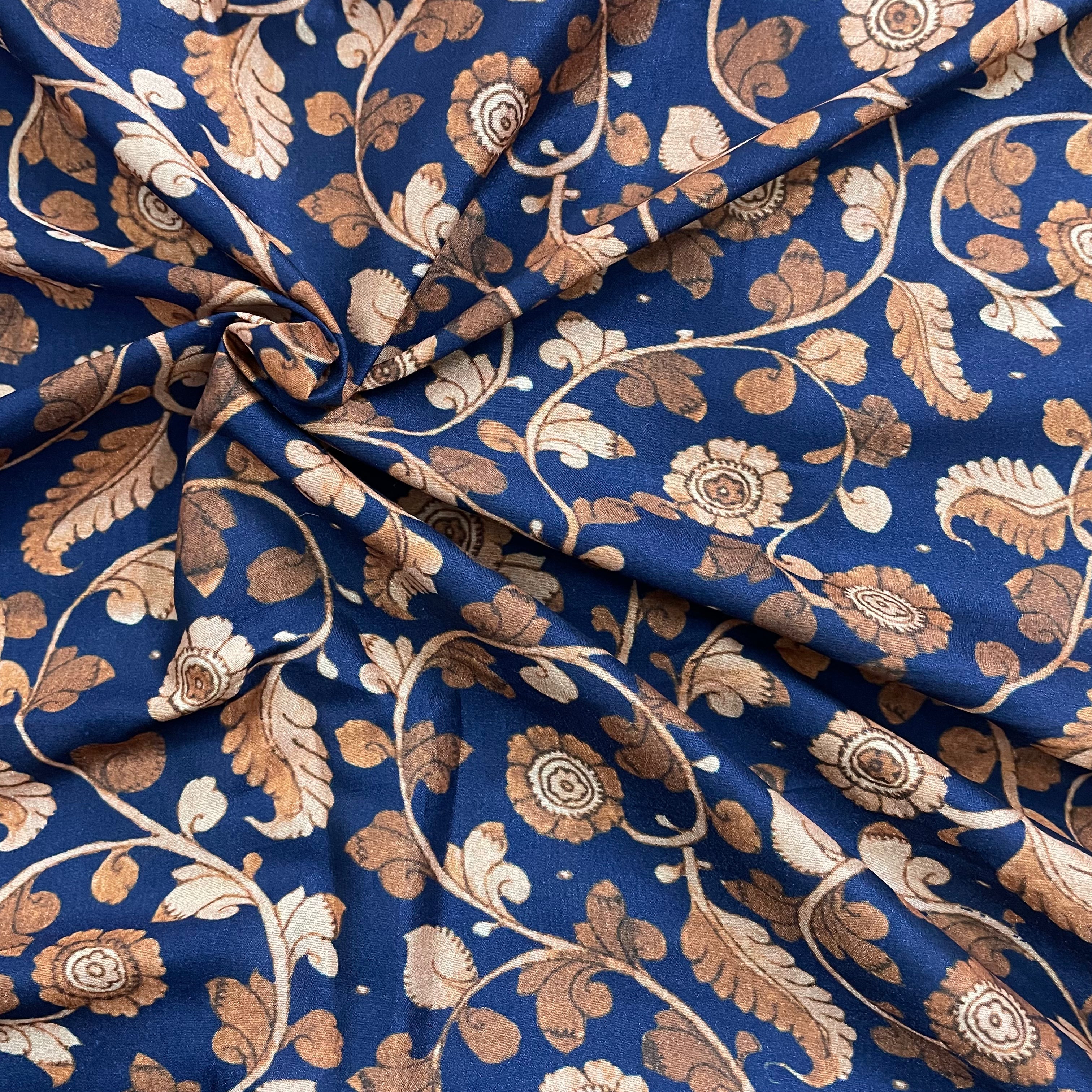 Kalamkari print on silk fabric per meter