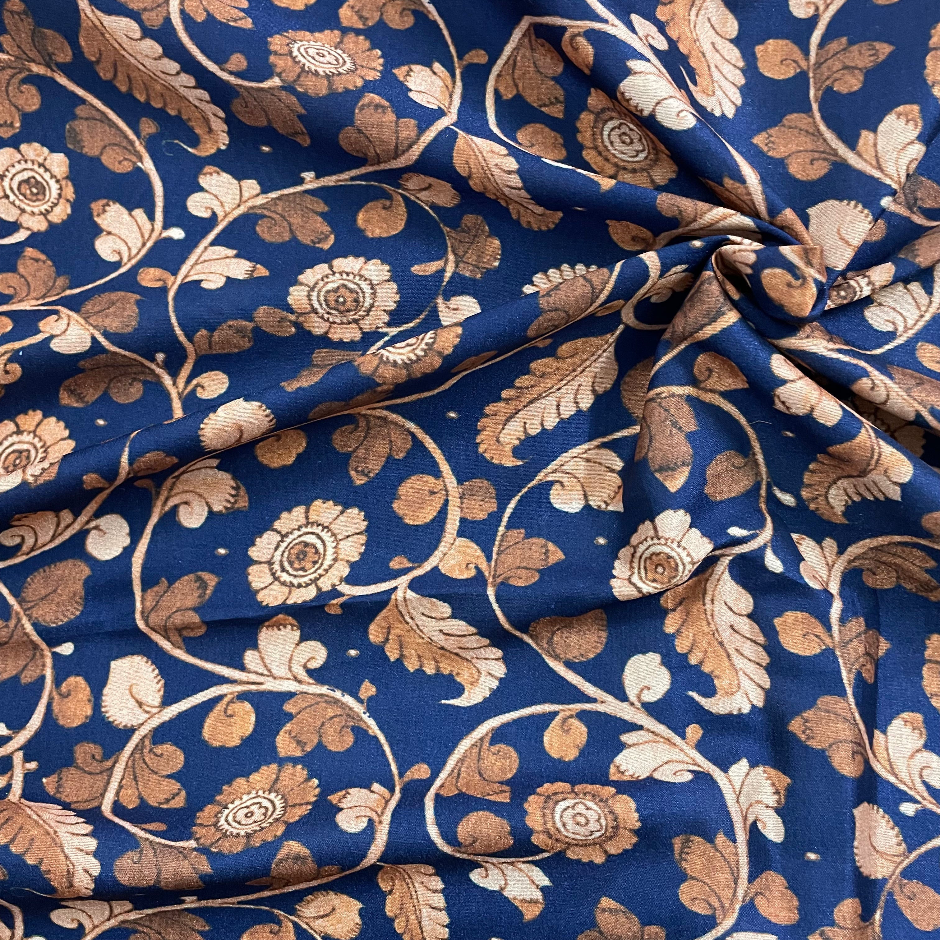 Kalamkari print on silk fabric per meter