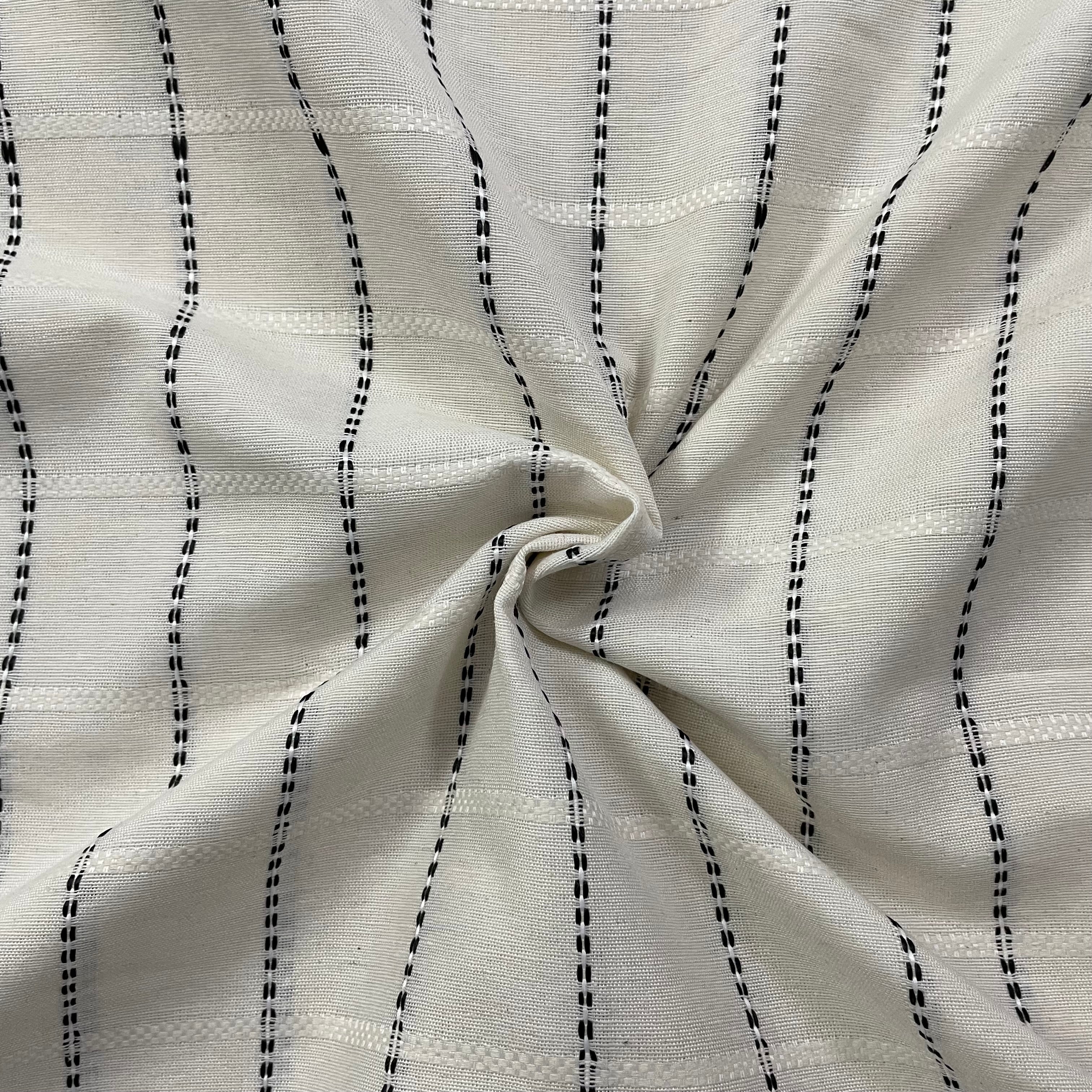 Handloom cotton distant stripes fabric per meter
