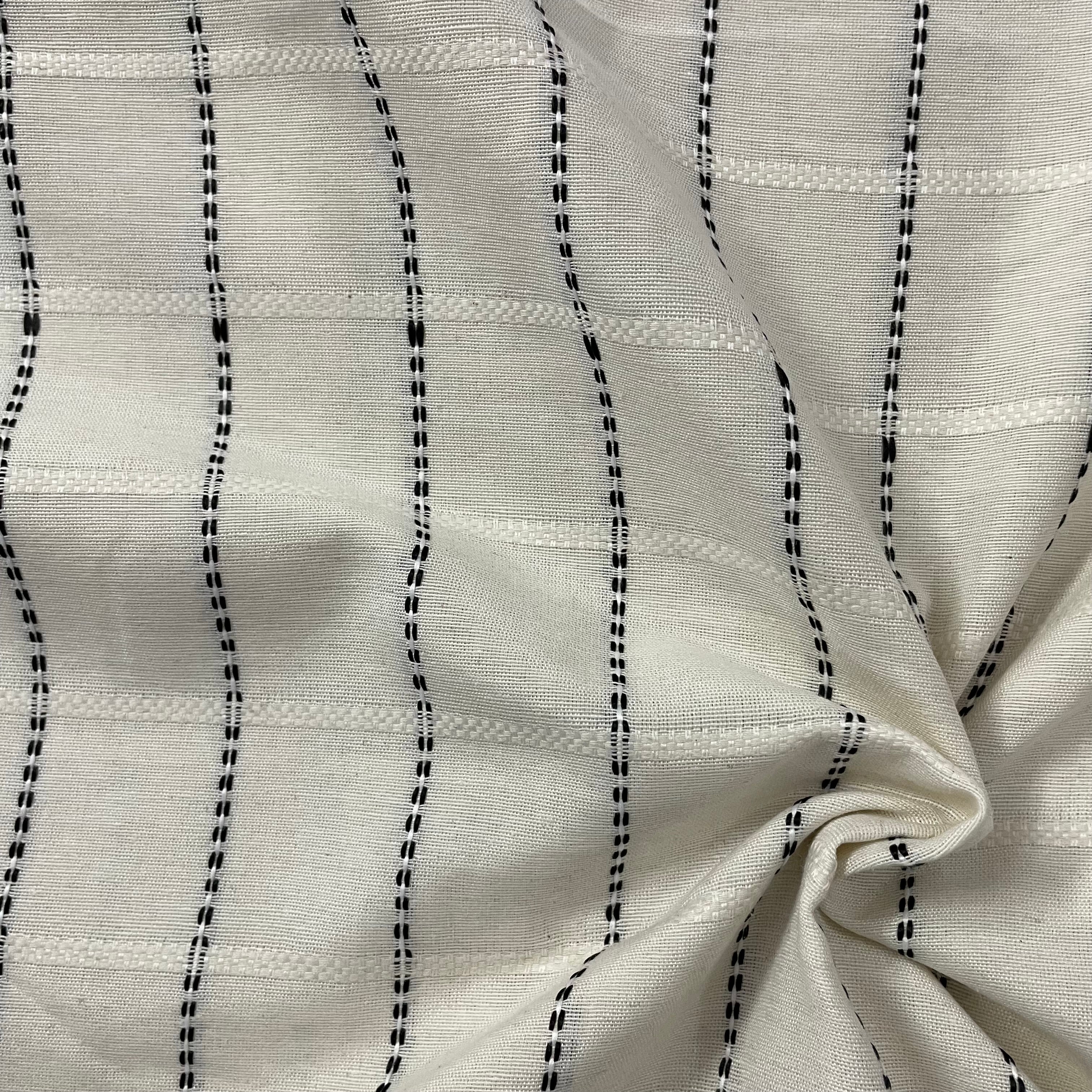 Handloom cotton distant stripes fabric per meter