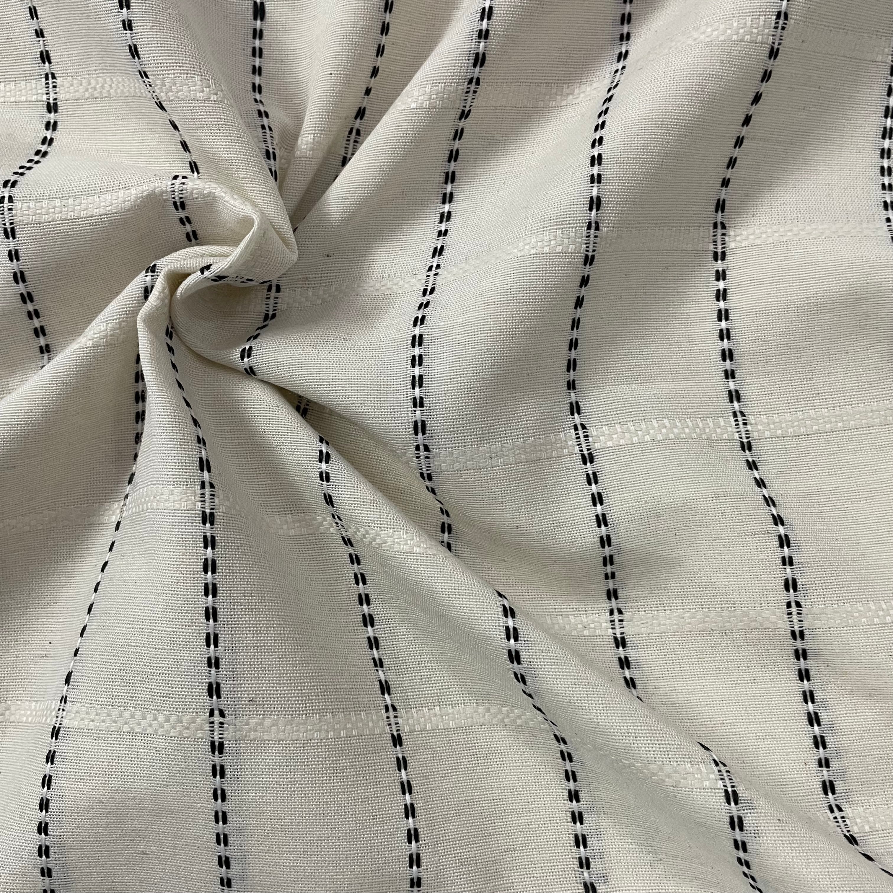 Handloom cotton distant stripes fabric per meter