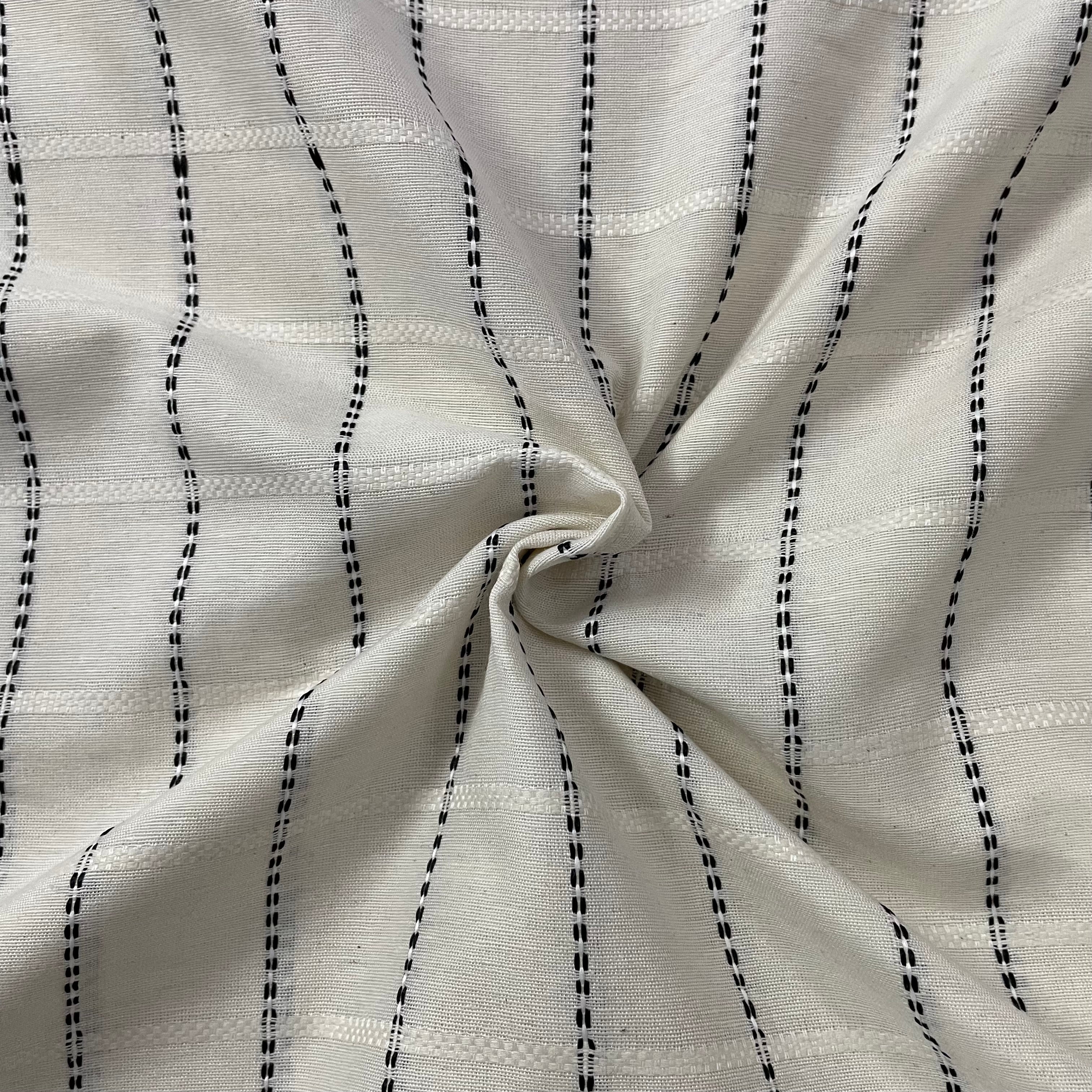Handloom cotton distant stripes fabric per meter