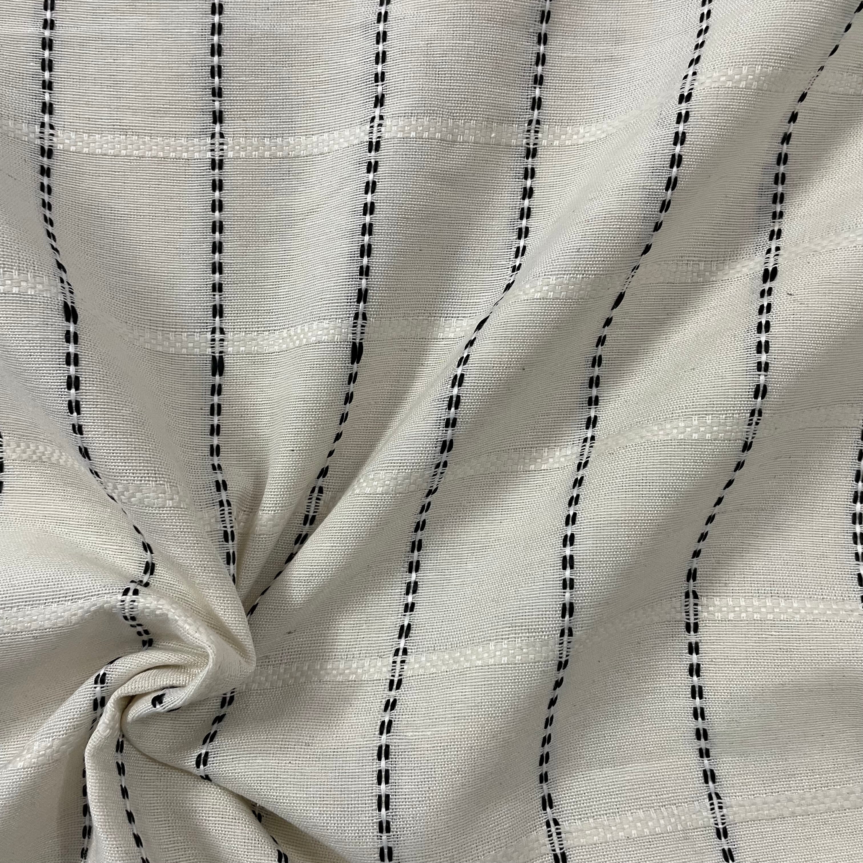 Handloom cotton distant stripes fabric per meter