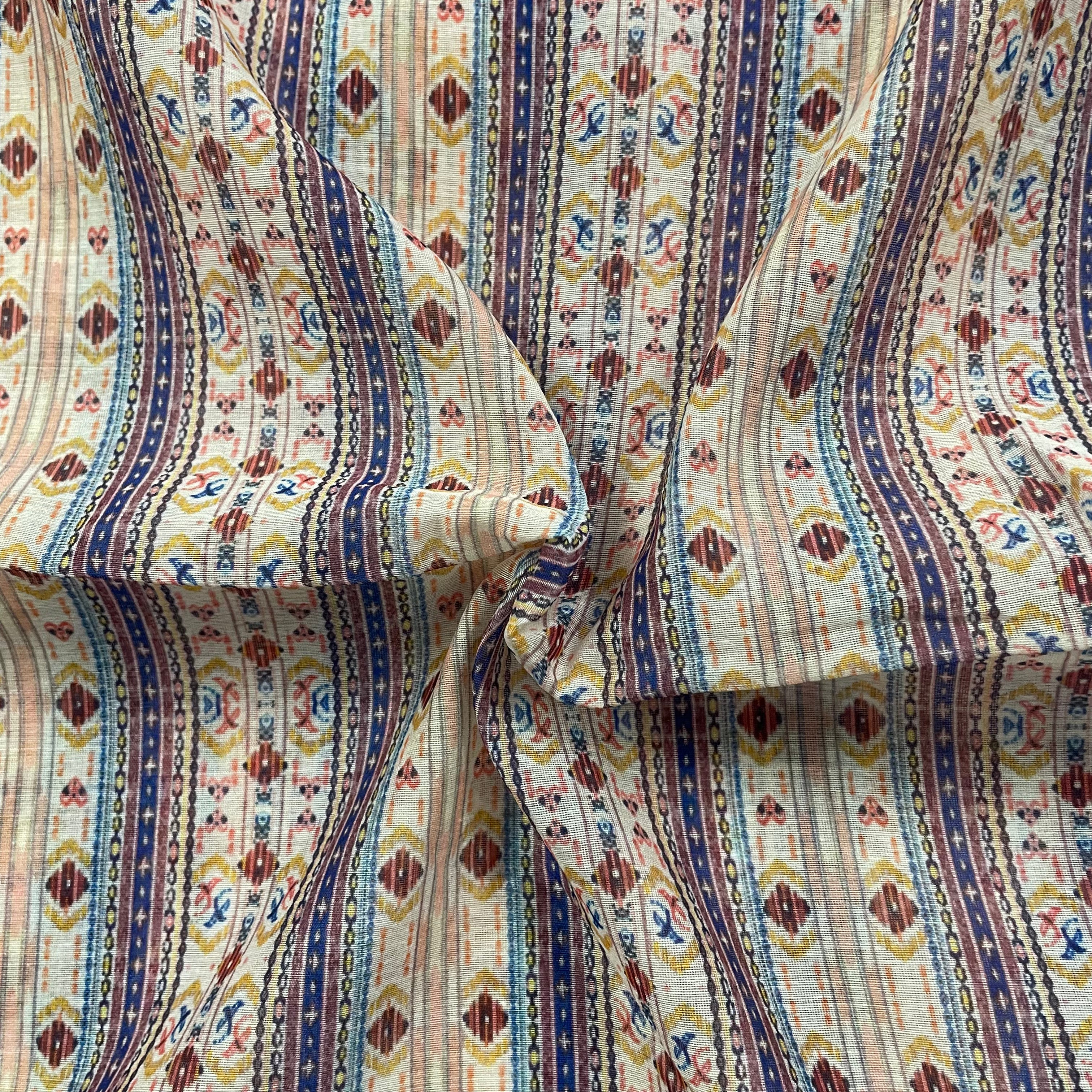 Royal contrast stripe print on chanderi fabric