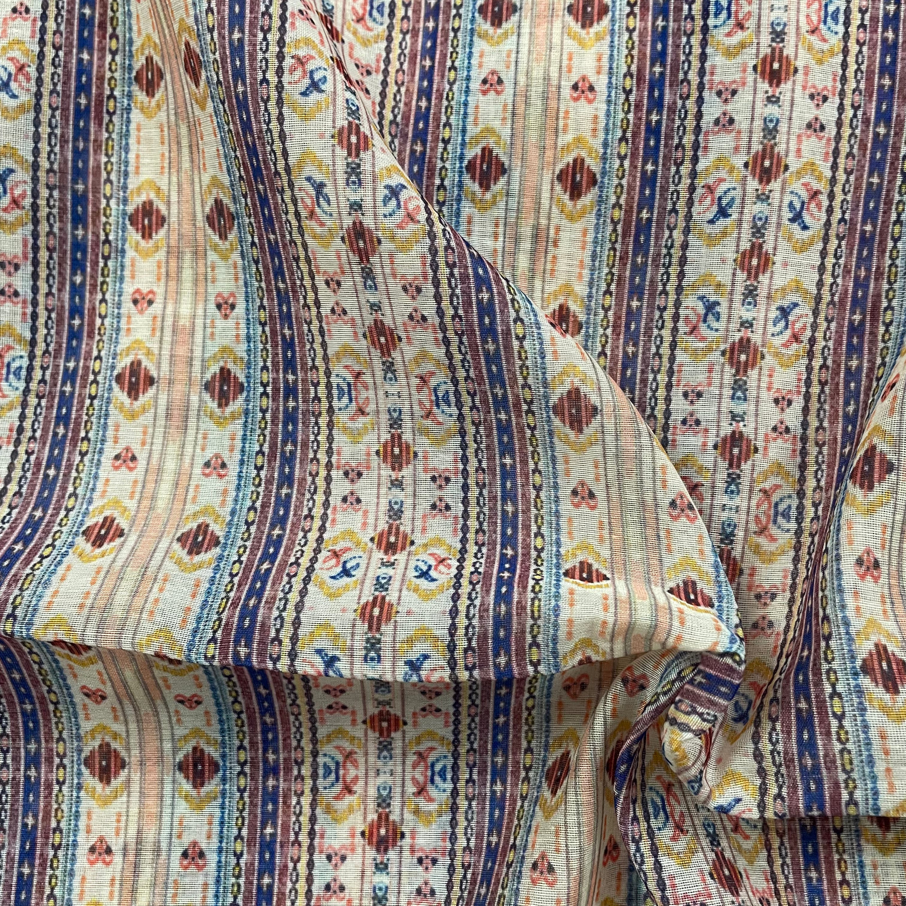 Royal contrast stripe print on chanderi fabric
