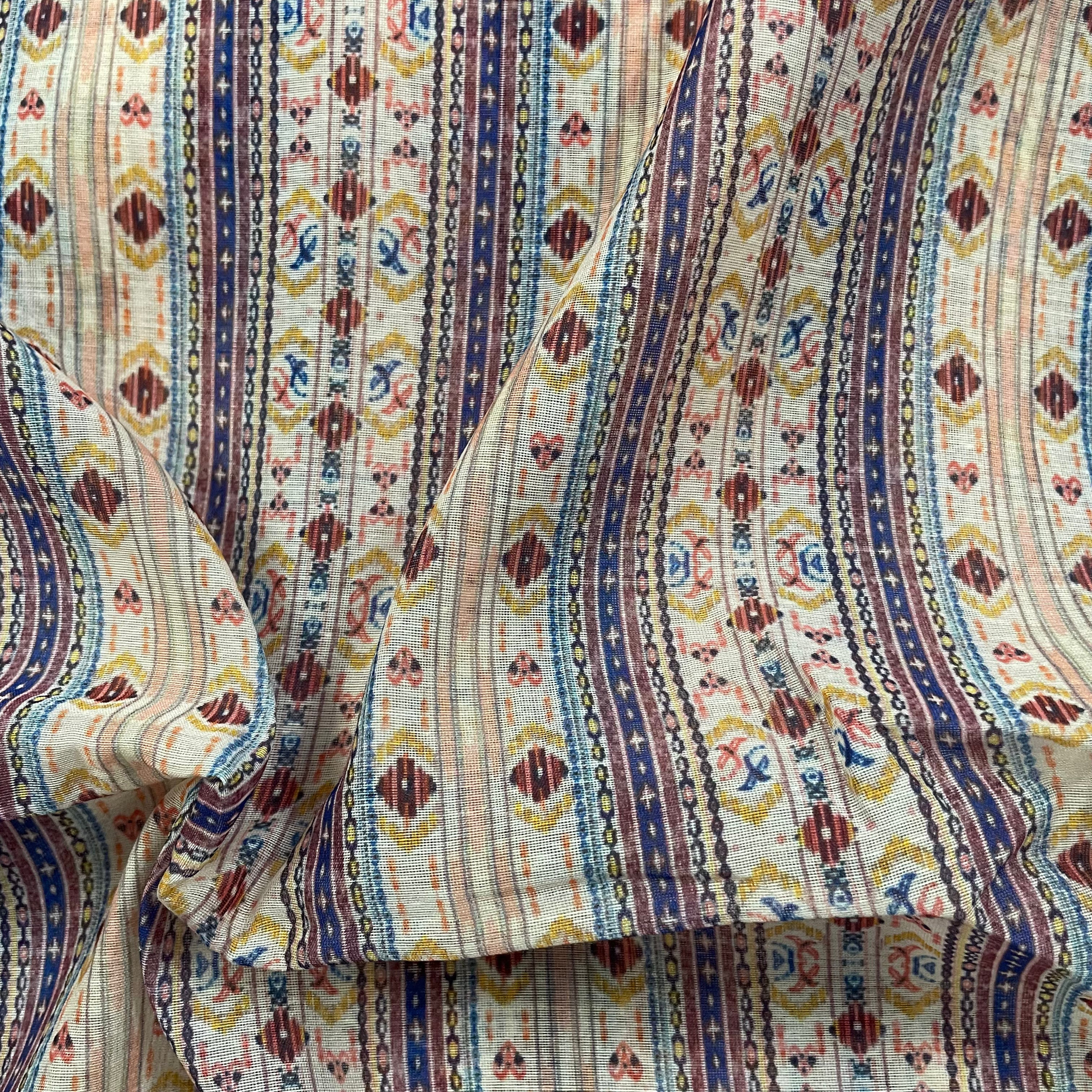 Royal contrast stripe print on chanderi fabric