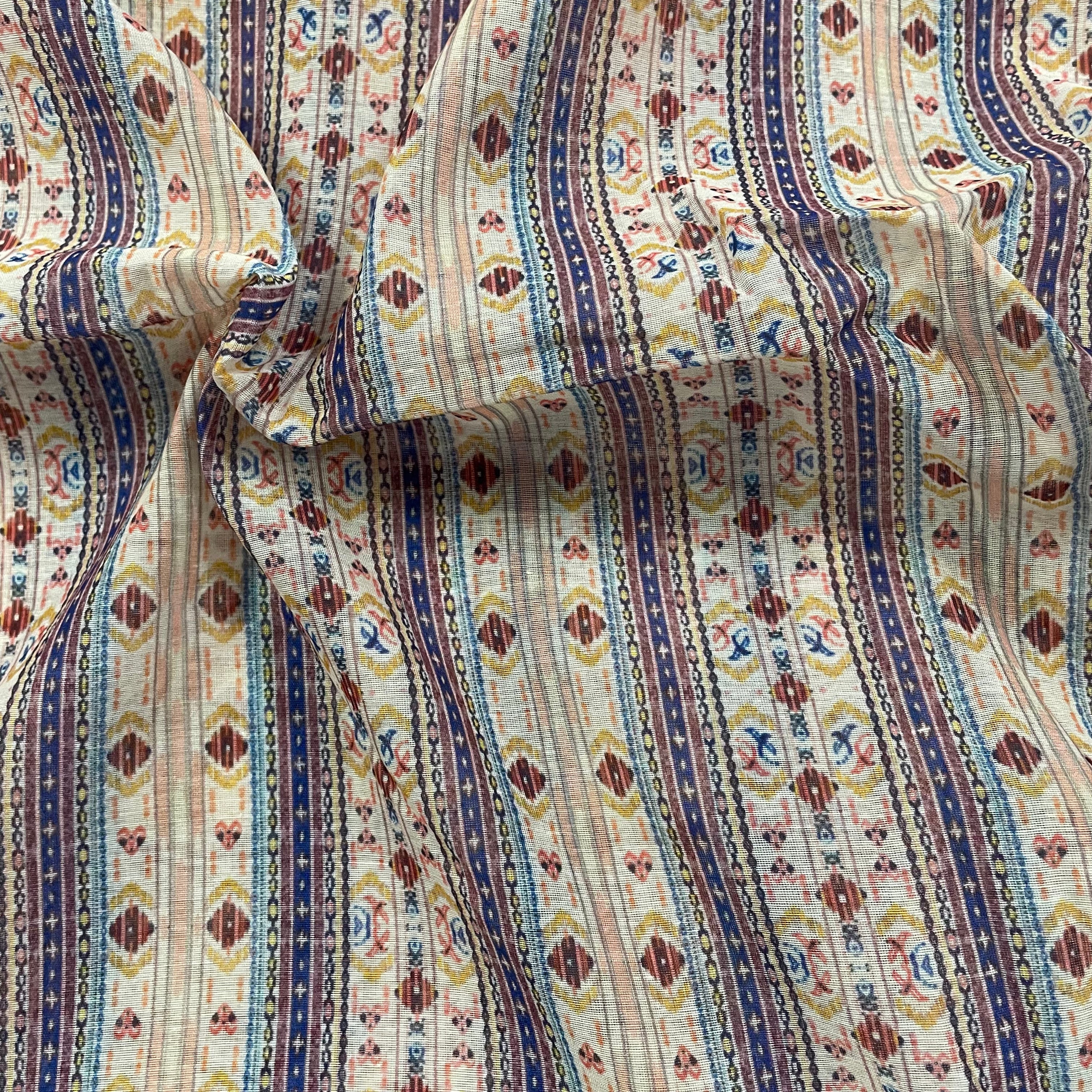 Royal contrast stripe print on chanderi fabric