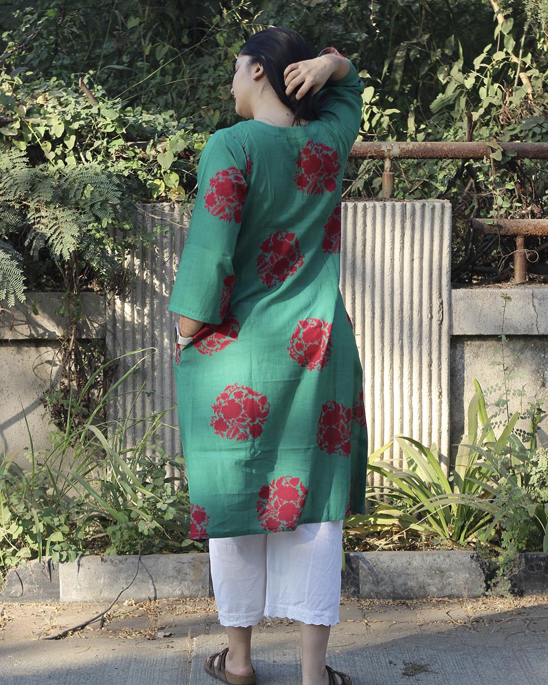 Sea Green Long kurta in Pure cotton