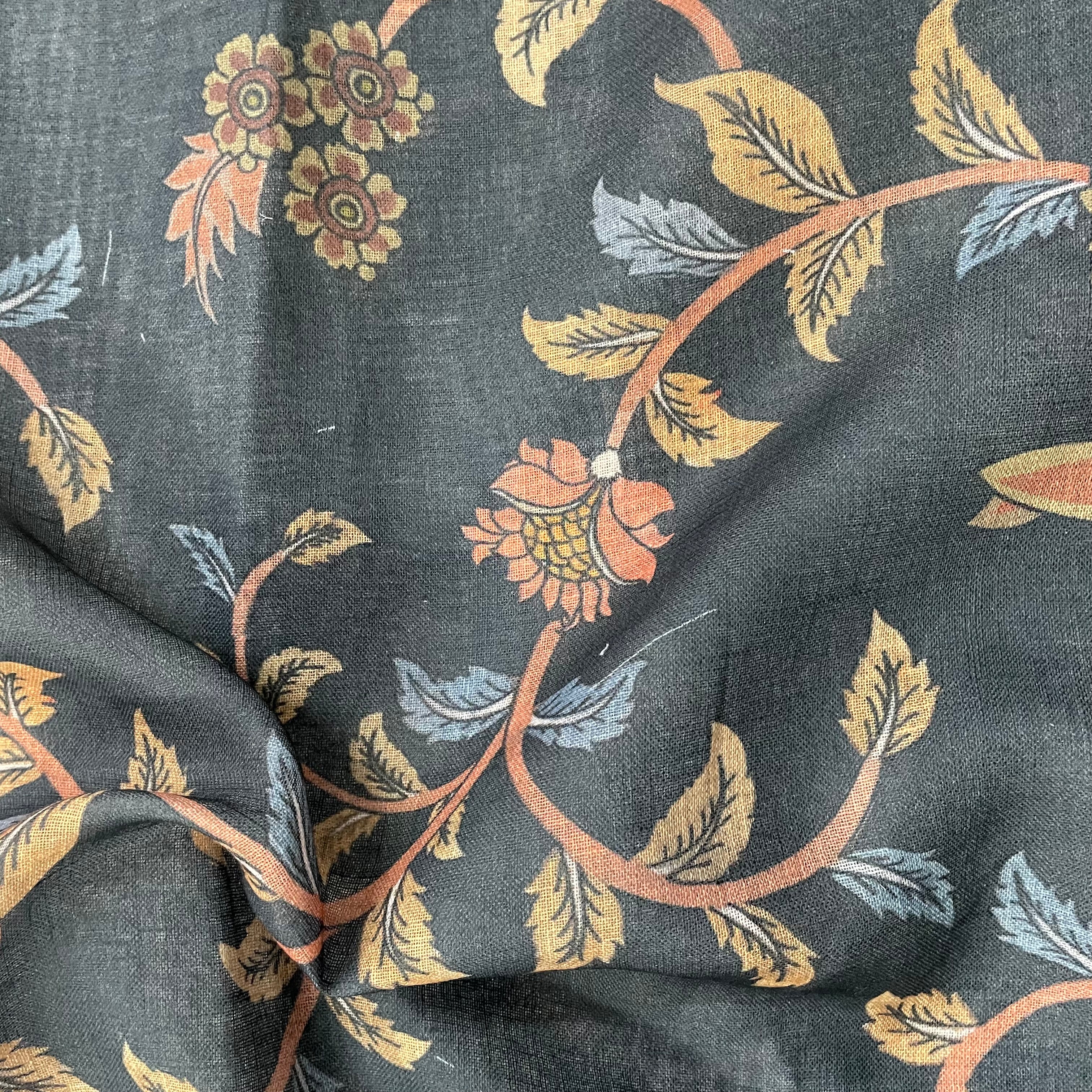 Floral branch big print on heavy linen fabric