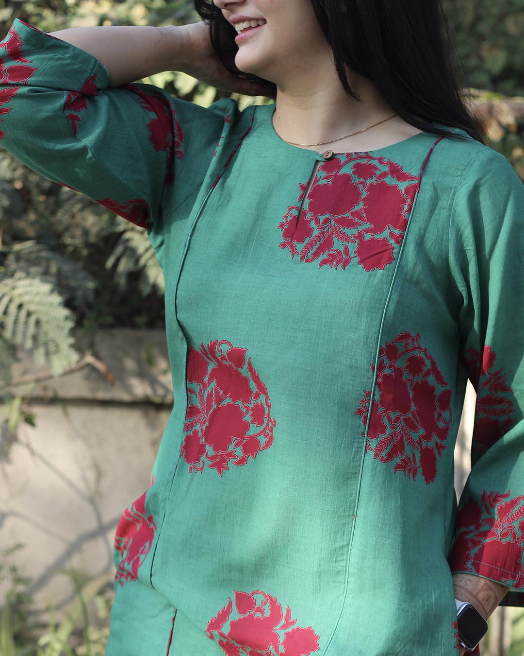 Sea Green Long kurta in Pure cotton