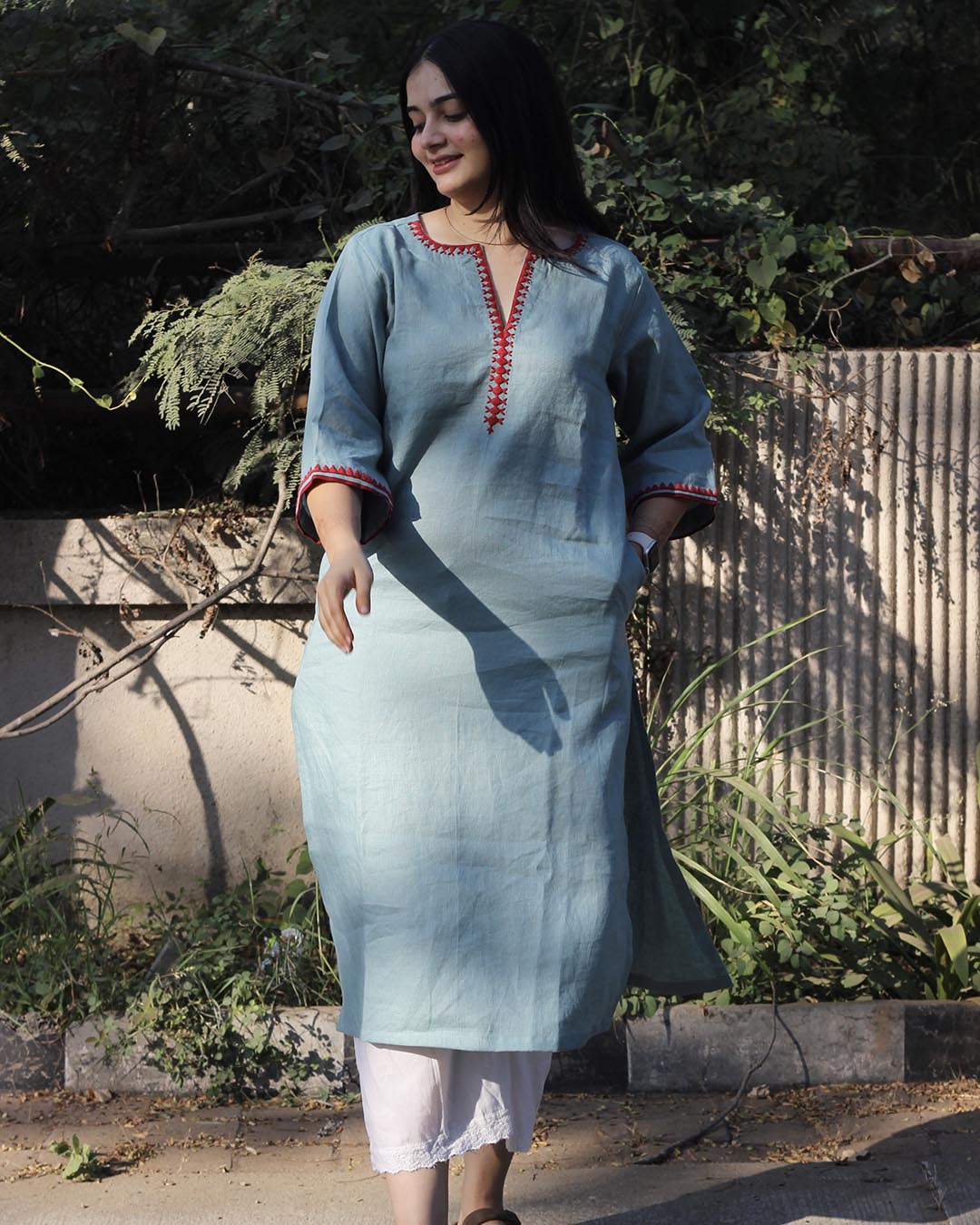 Sky blue Premium Linen Kurta