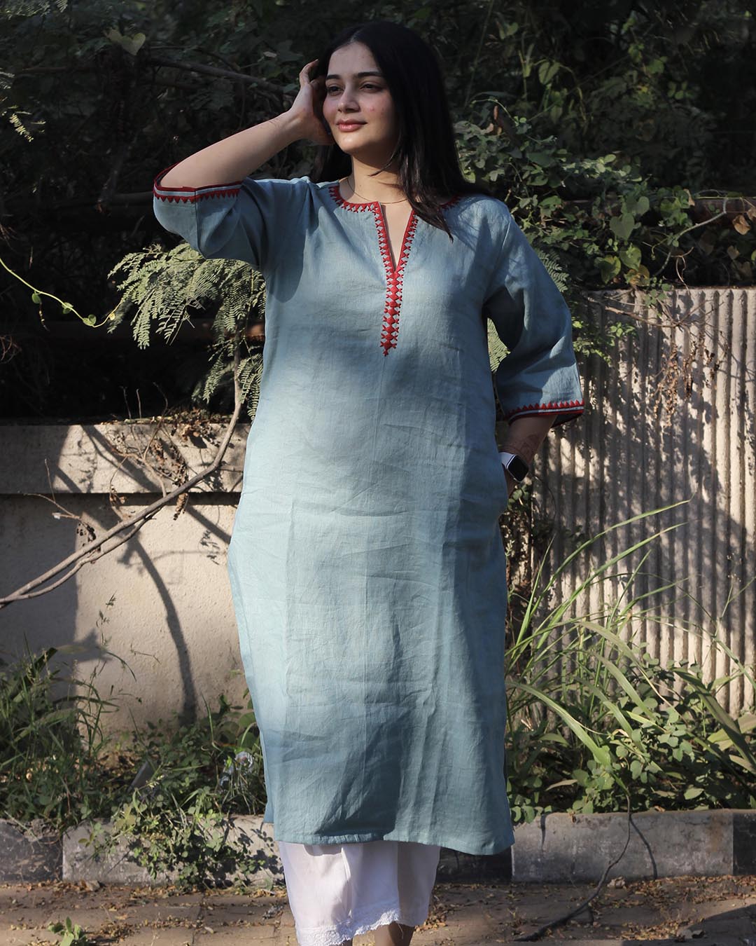 Sky blue Premium Linen Kurta