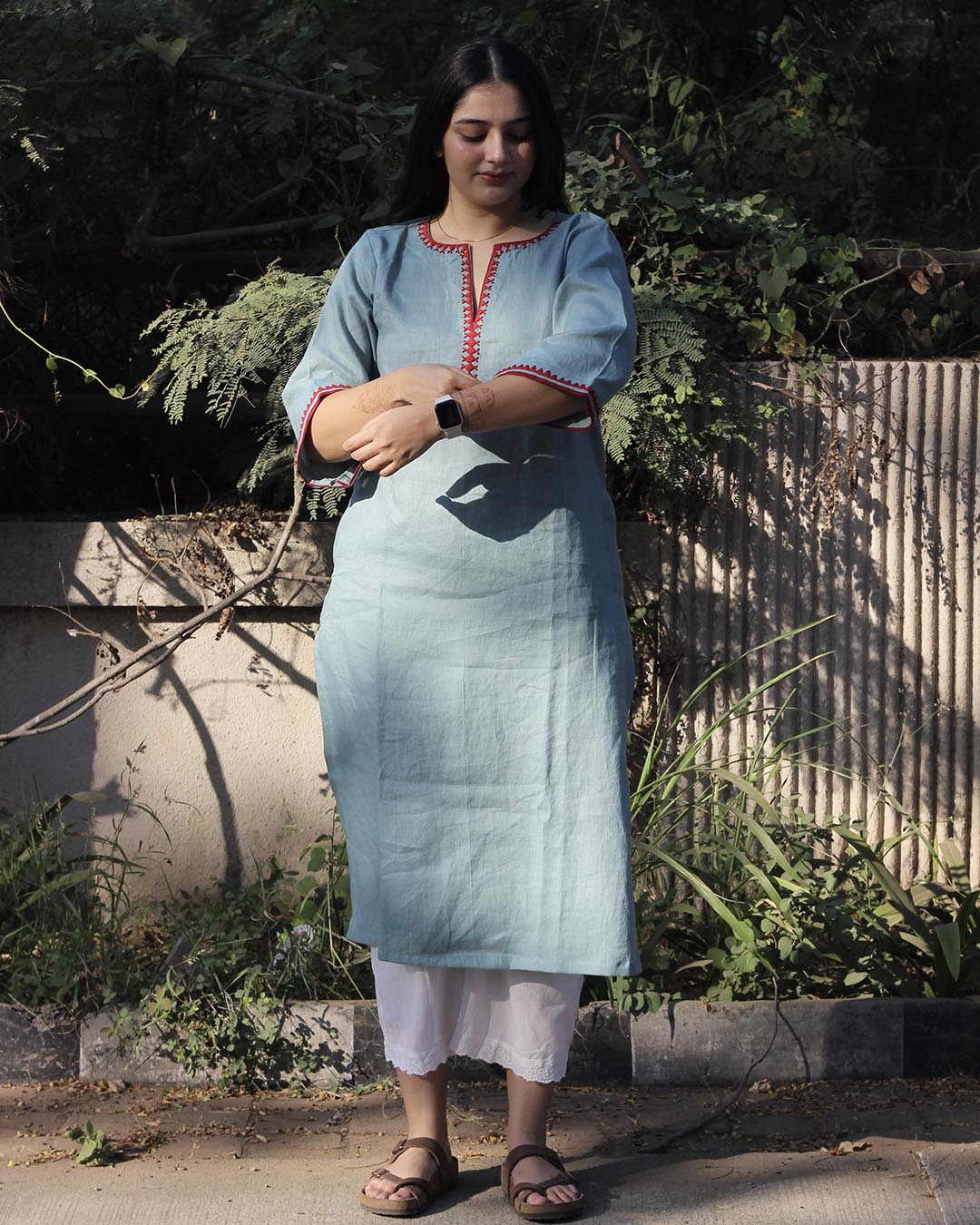 Sky blue Premium Linen Kurta