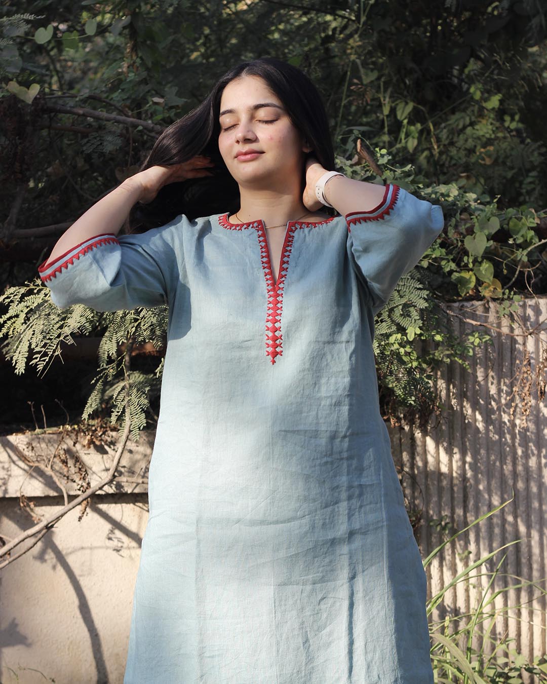 Sky blue Premium Linen Kurta