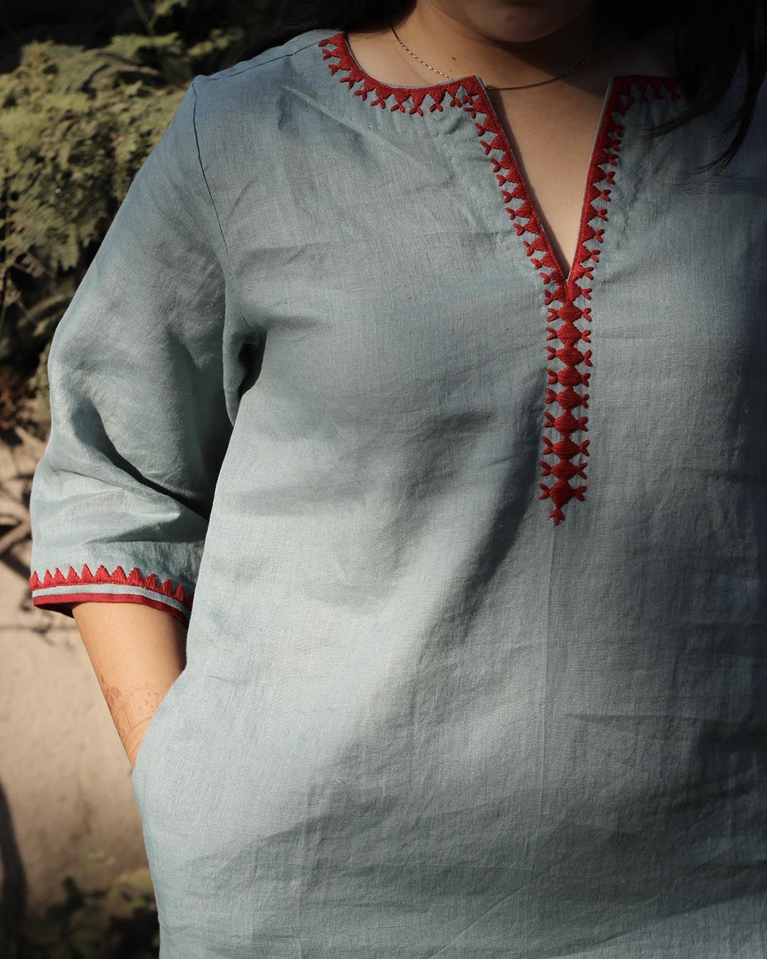 Sky blue Premium Linen Kurta