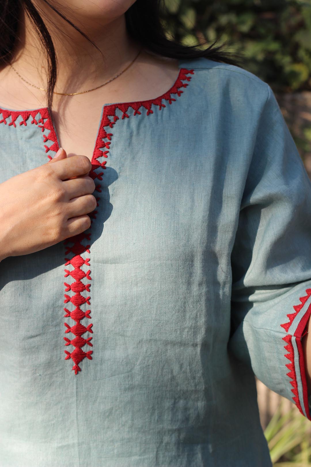 Sky blue Premium Linen Kurta