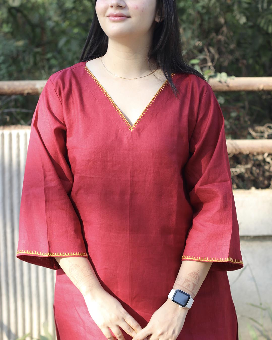 Red Premium Linen long kurta
