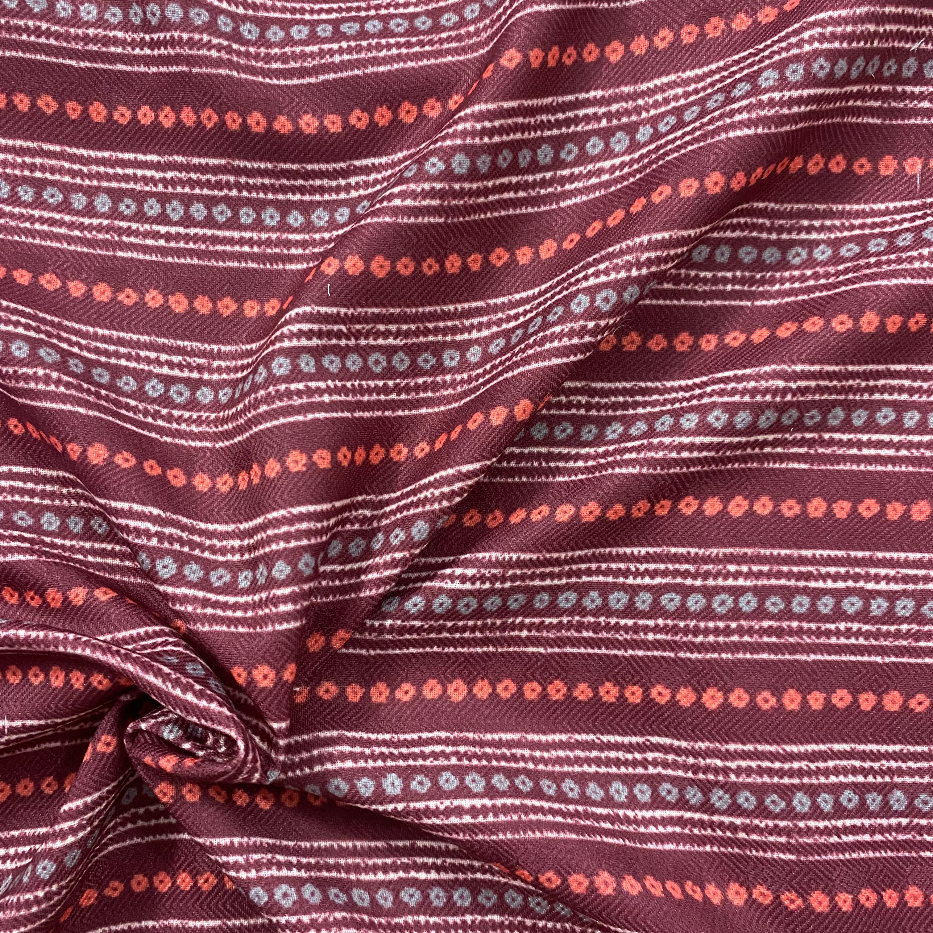 Dark contrast stripes print on pashmina fabric per meter